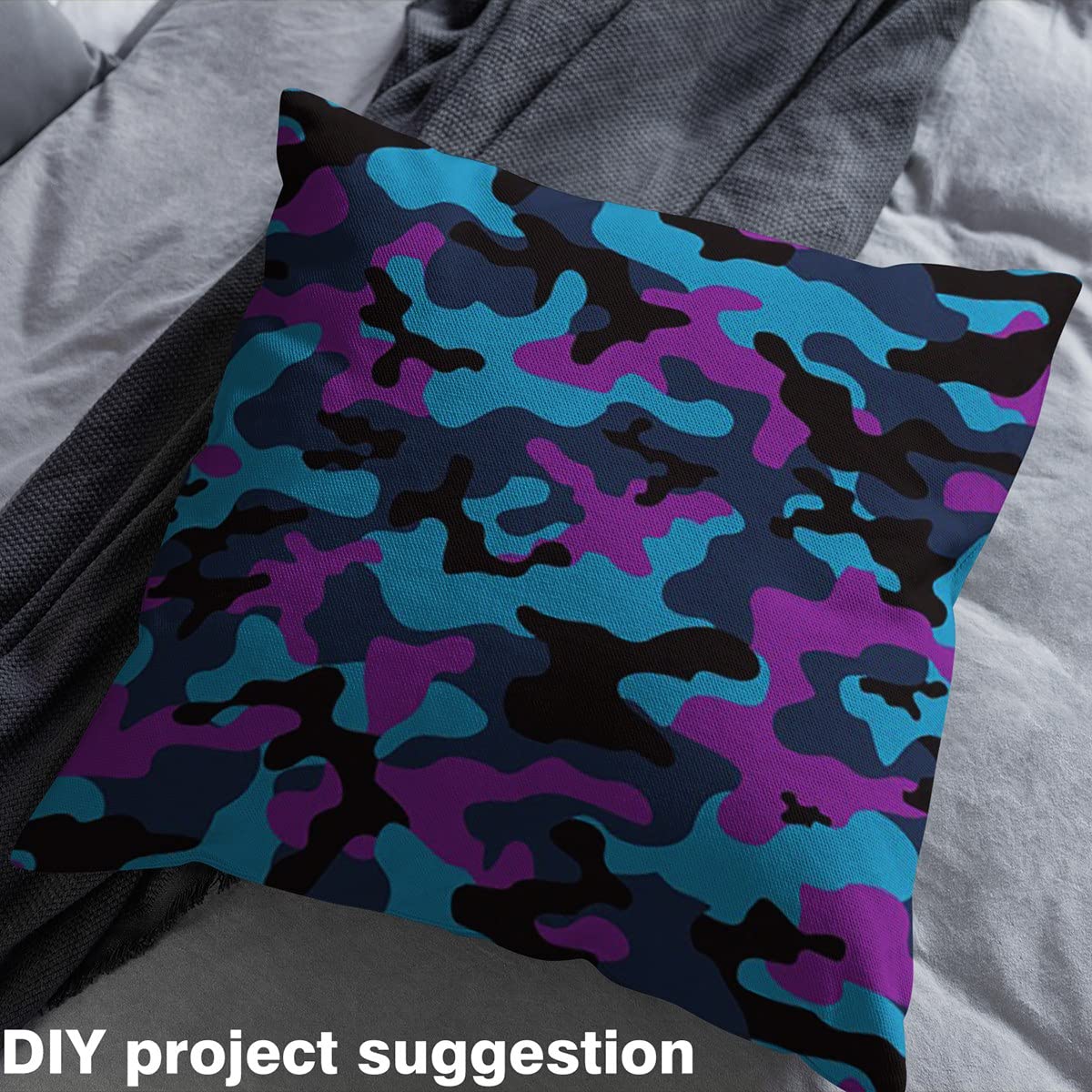 Camouflage Upholstery Fabric for Chairs Purple Blue Camo Fabric by The Yard Abstract Striped Pattern Decorative Fabric for Upholstery and Home DIY Projects 1 Yard,(L92*W150cm) Navy Blue - Image 2