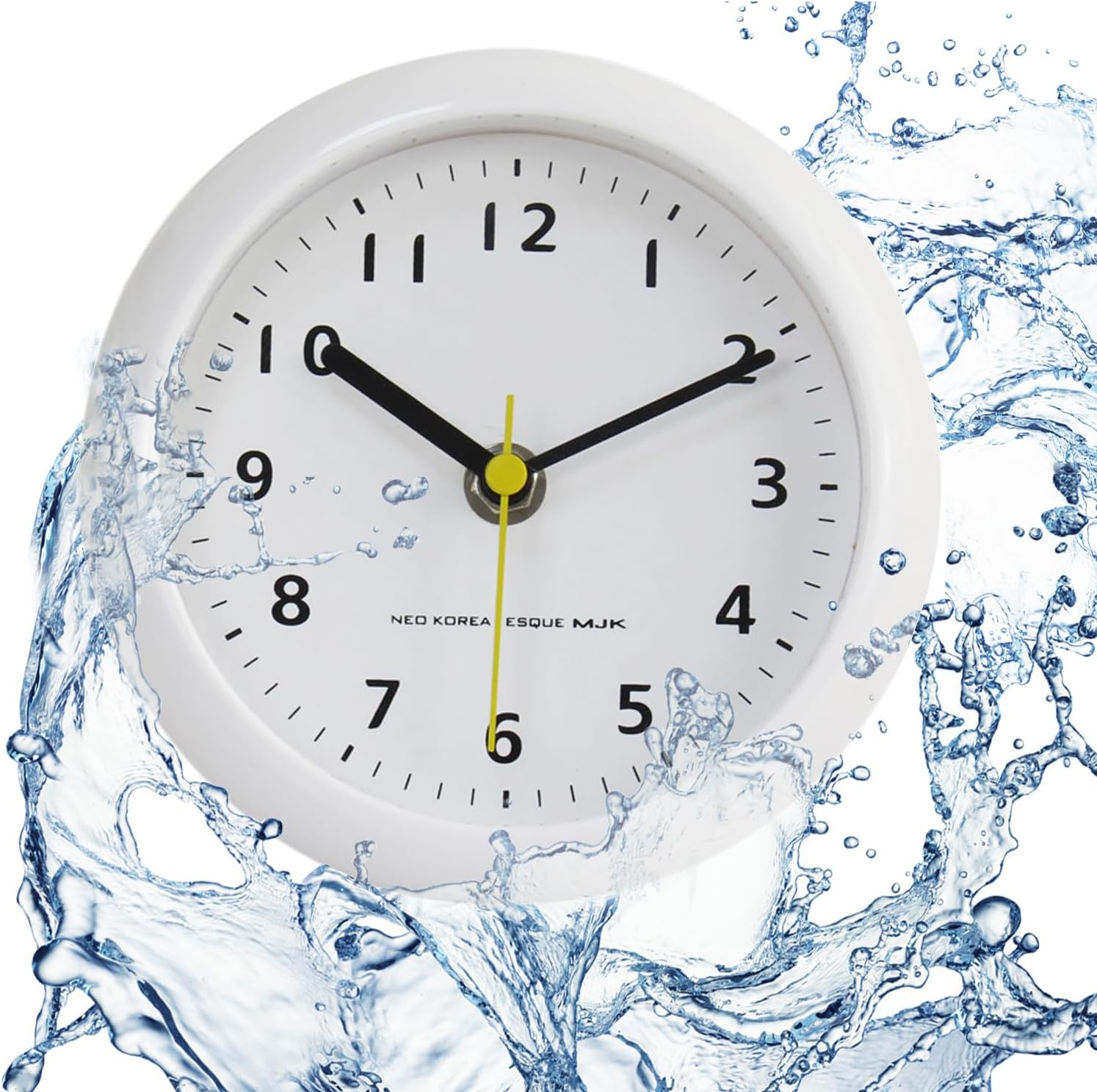 Bathroom Waterproof Wall Clock, Indoor Wall Clock with Suction Cup, Quartz Movement, Plastic Frame, Flexible Choice for Hanging Or Standing, Modern Silent Small Wall Clock for Living Room and Kitchen