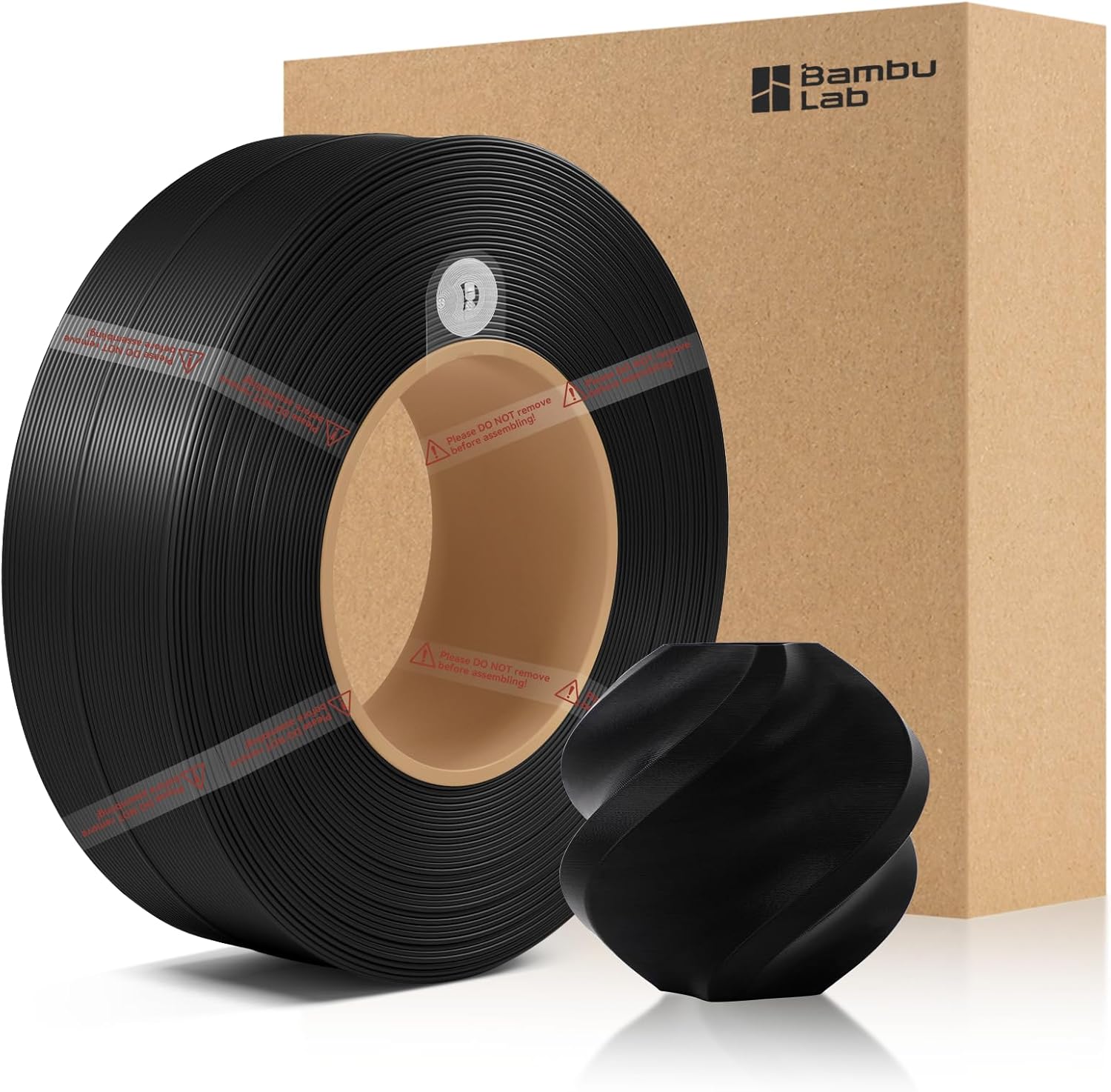 Bamboo Original 1.75MM ABS Refill Filament Good Heat & Freezing Resistance Eco Friendly with RFID for Bambu Lab X1,P1 P2S,H2D AMS 1KG +/- 0.03mm (Without Spool) (Black 40101)