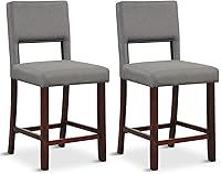 Vista 10 de Giantex Juego de 4 taburetes de bar de 24.5 pulgadas de altura de mostrador, taburetes de bar de lino con respaldo, patas de madera de goma, carga