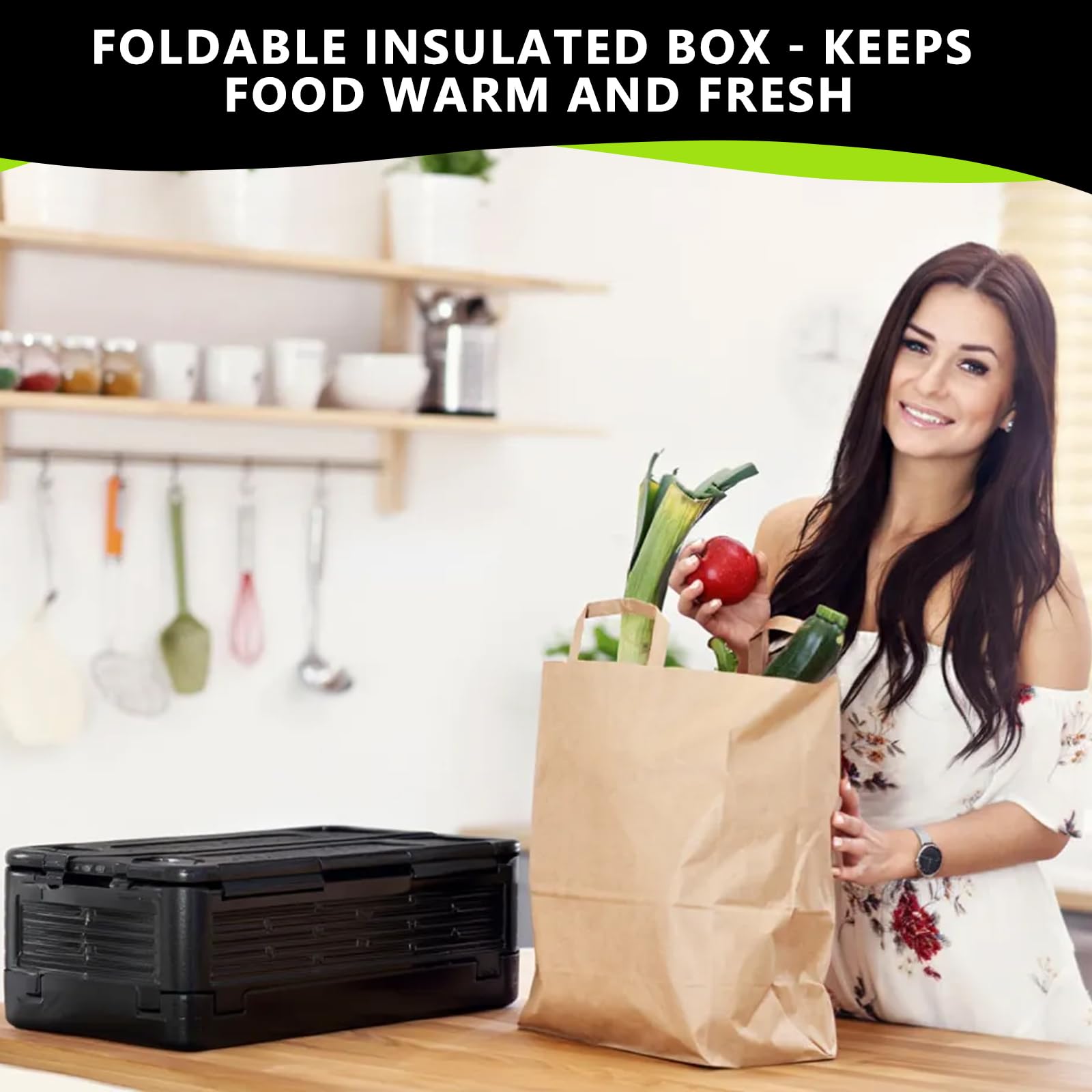 Caja de poliestireno plegable grande, caja térmica de poliestireno con tapa integrada, nevera multifuncional para camping, pícnics, transporte de alimentos