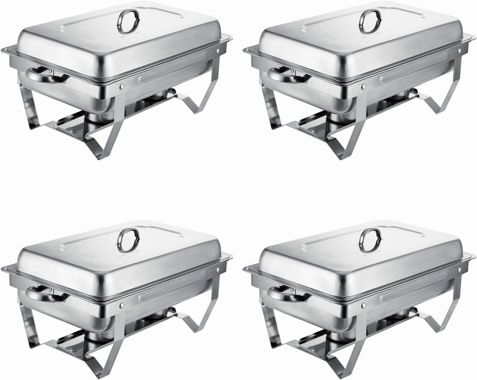 Forkwin Chafer Buffet 4 Pack Chafer Set 9L Chafting Dish Foldable Buffet Chafer Stainless Steel for Buffet Party