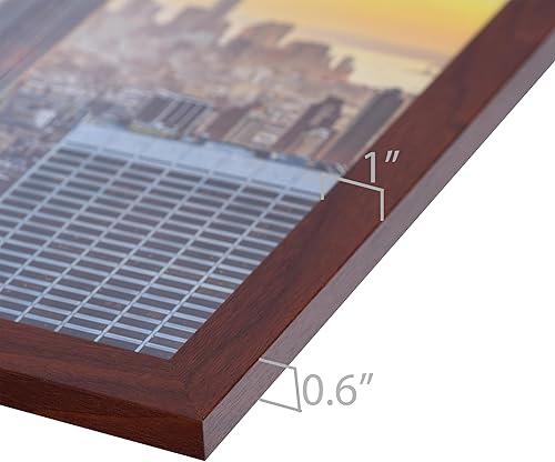 Miniatura 3 de Frame Amo Marco de fotos moderno marrón nogal de 6 x 12 pulgadas, borde de 1 pulgada, parte frontal de cristal, para pared o mesa