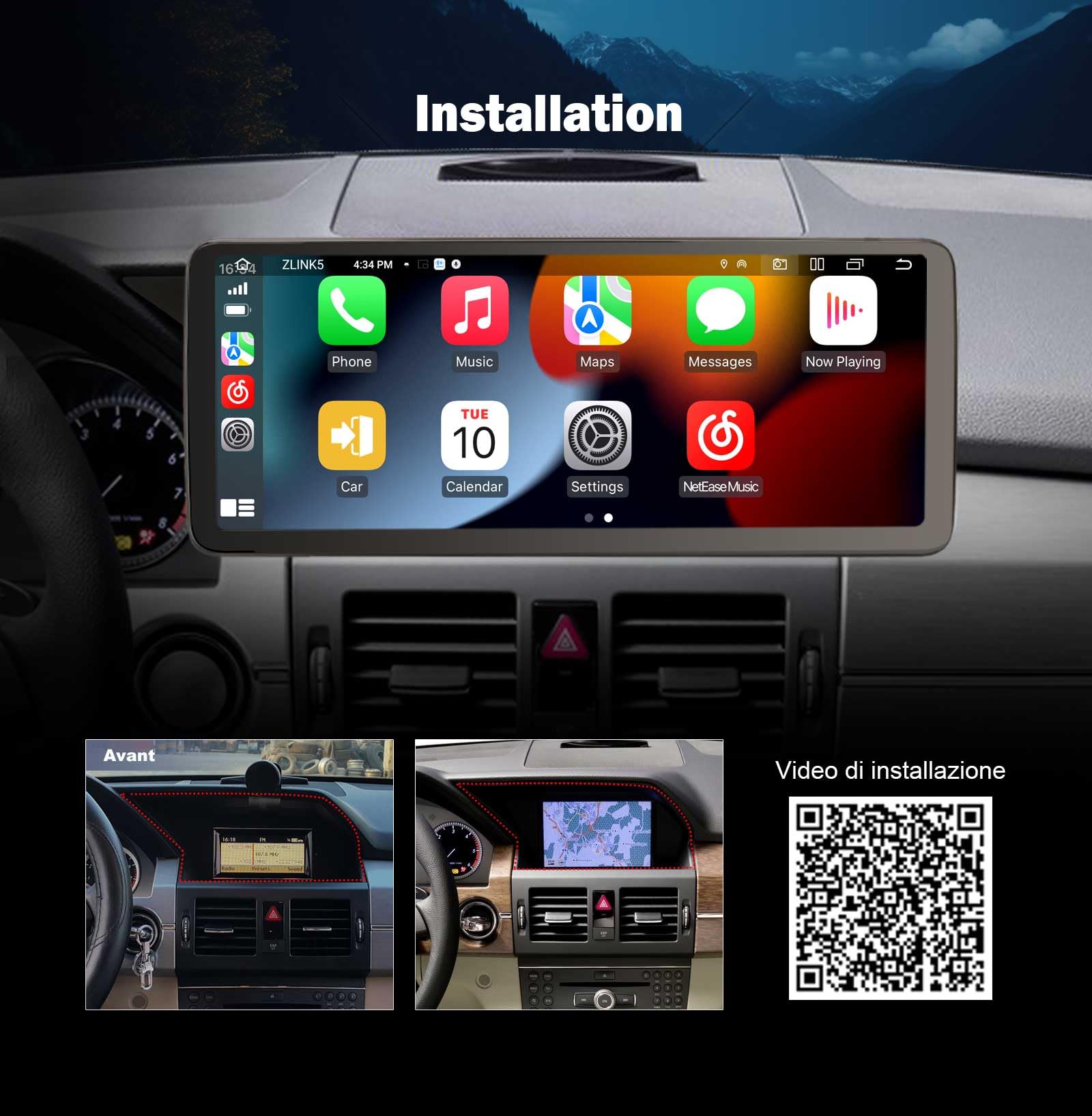 Android 16 Snapdragon 668S 8 cœurs 8Go+128Go Autoradio Bluetooth 5.1 pour Mercedes-Benz Classe GLK X204, Carplay sans Fil, IPS 12,3 Pouces 2K Écran SWC WiFi DSP Dab+ OEM Radio