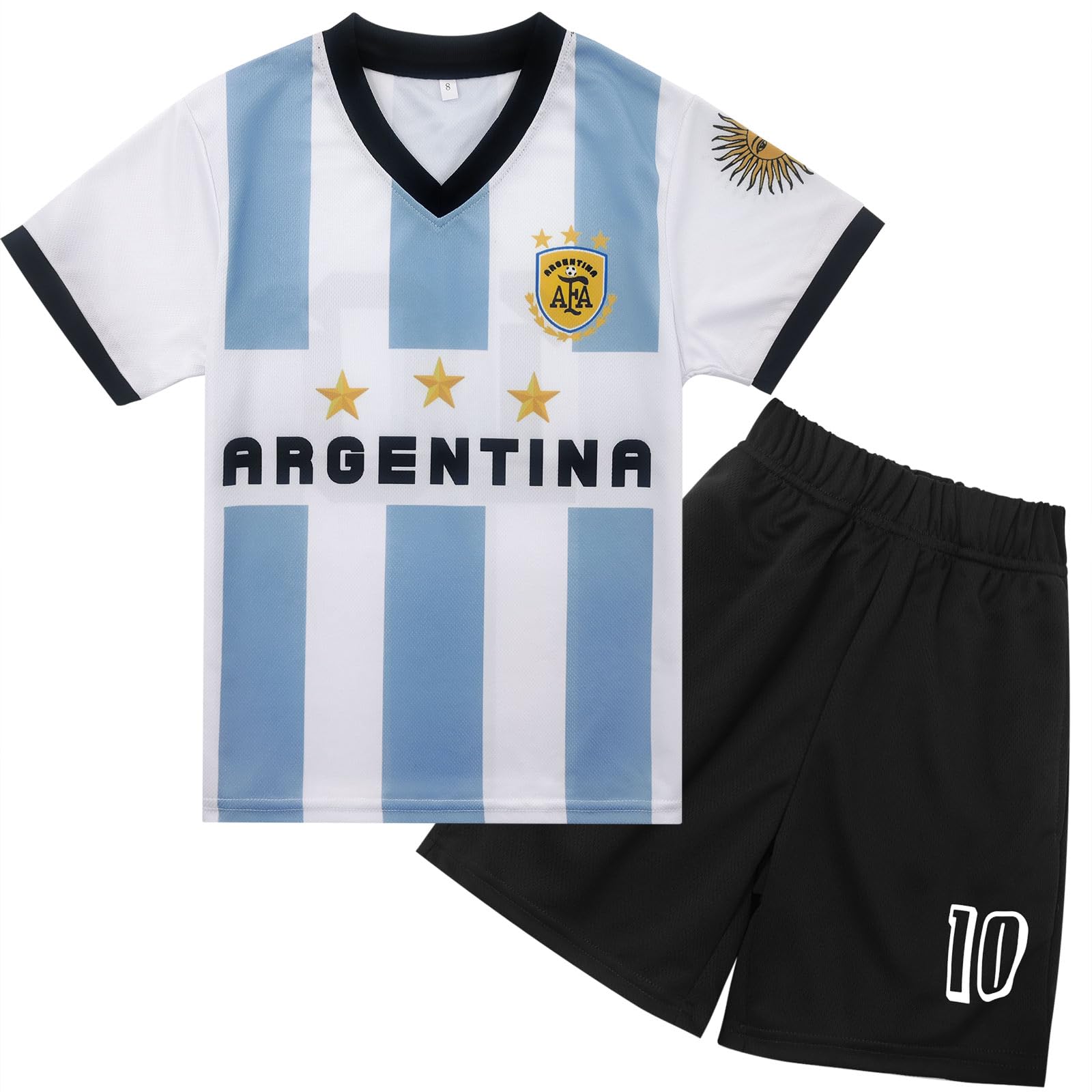 XuomuenArgentina Boys Youth Kids Soccer Jersey&Shorts Baby Soccer Jersey Outfits Toddler Football Uniform