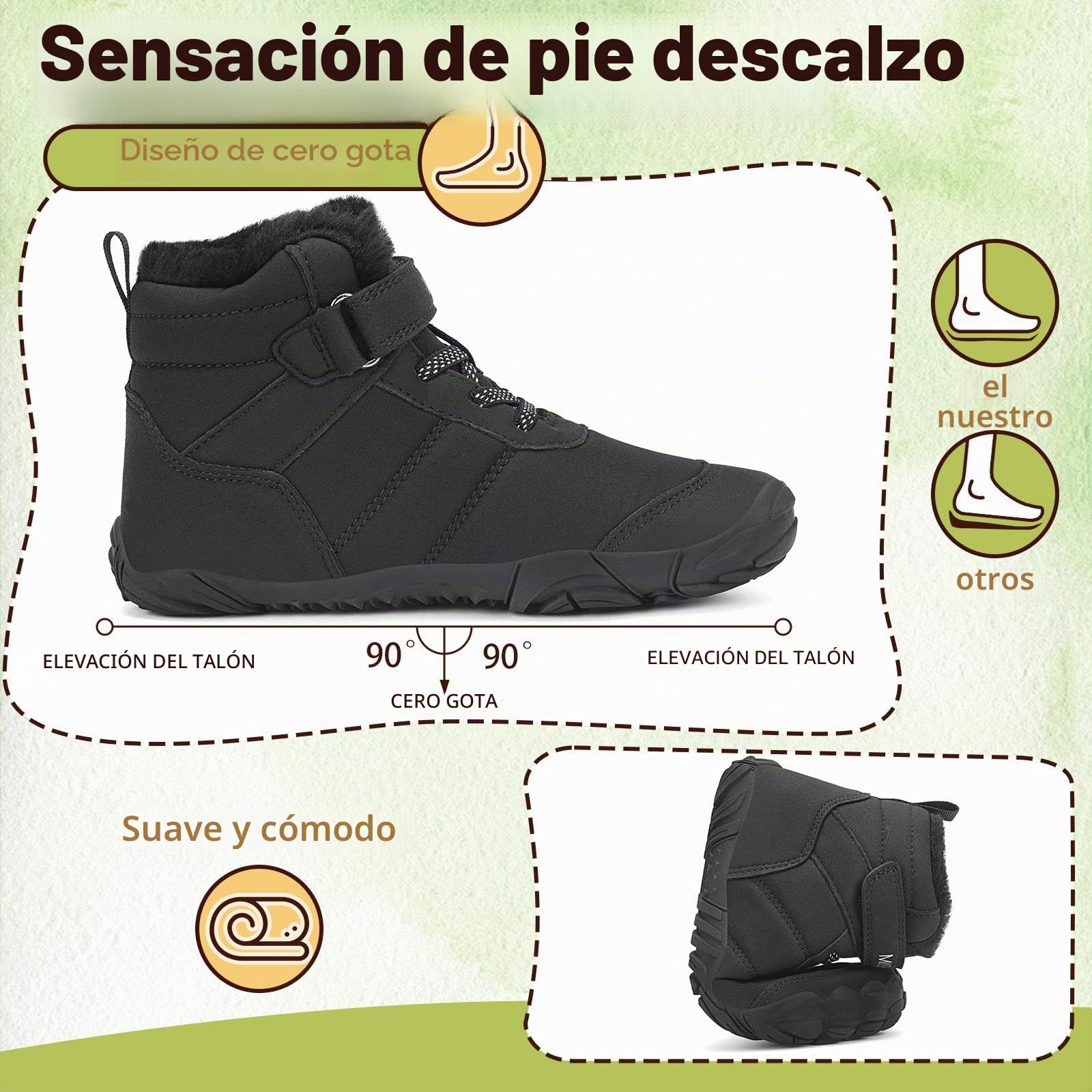 Mishansha Botas de Nieve Niños Calientes Forradas | Zapatos Barefoot，Invierno Niñas Botines，Invierno Niño Zapatos，Chill II，Puntera Ancha，Senderismo，Ligeras ，Antideslizante