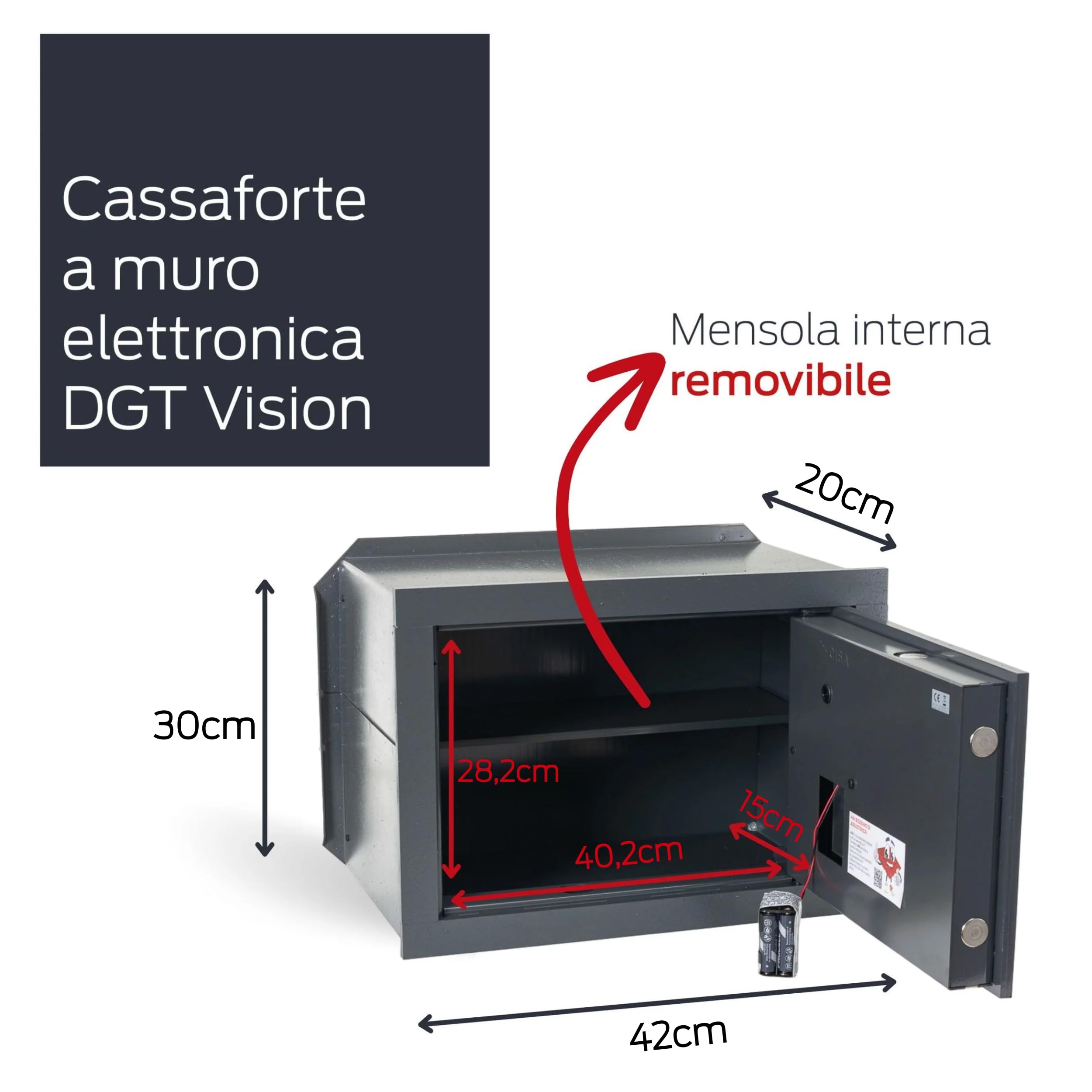 Cassaforte Elettronica CISA DGT Vision - 36x24x20 Cm Da Muro Con Tastiera Digitale - Foto 10