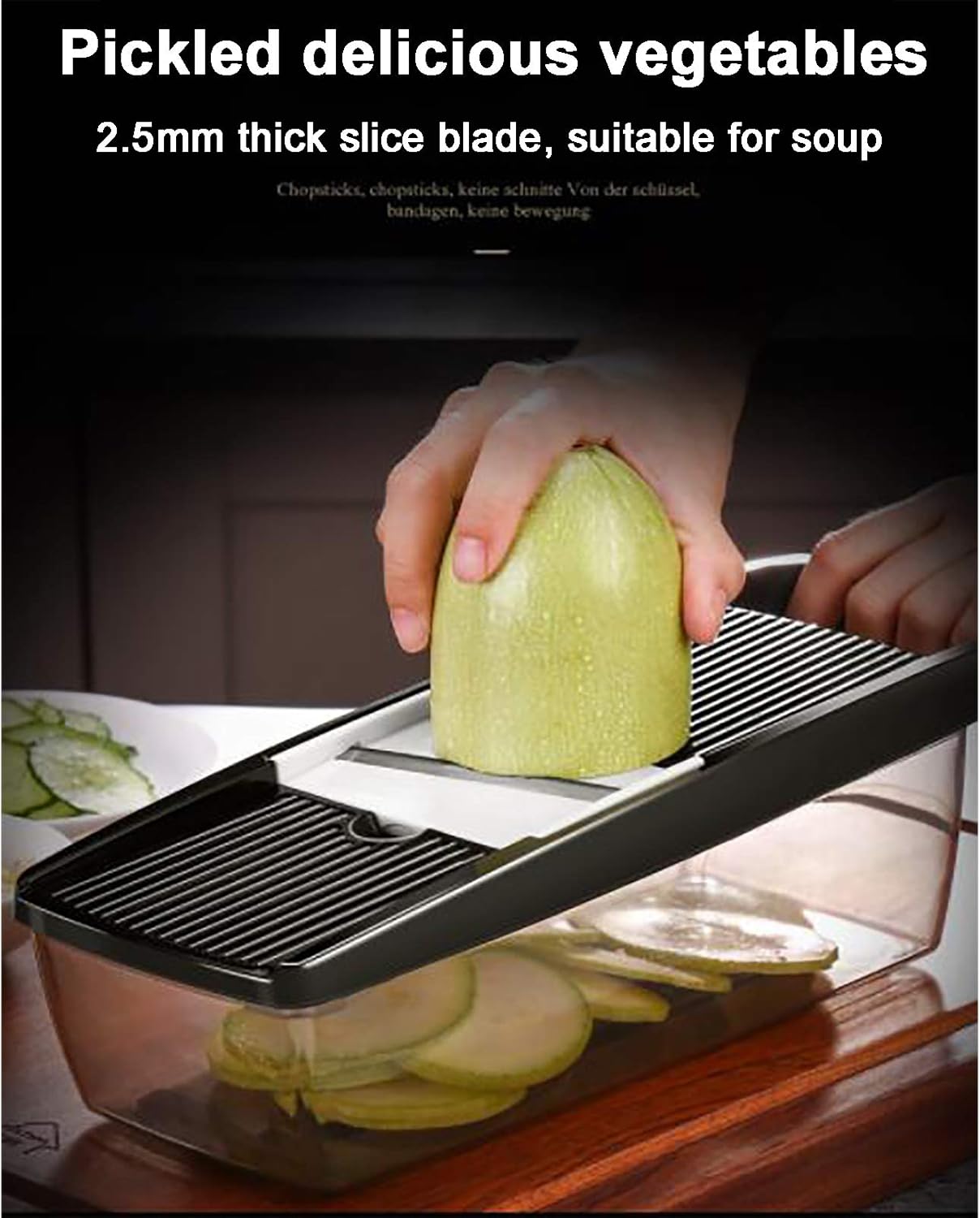 Salad Food Chopper for Potatoes, Tomatoes, Garlic, Lemon, Carrots, Manual Onion Grinder, Multifunctional Mandolin Slicer with Container and Hand Guard, Vegetable Cutter, Pink 30 x 10 x 9 cm