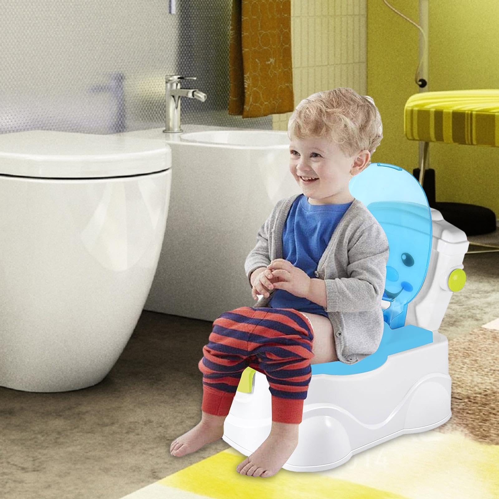Töpfchen-Trainingstoilette, 3-in-1-Toiletten-Trainings-Töpfchen Für | Kleinkinder Mit Spritzschutz,Toilettentrainings-Töpfchen Mit Rückenlehne, Rutschfeste Kleinkindtoilette Zum Üben Der Toilette