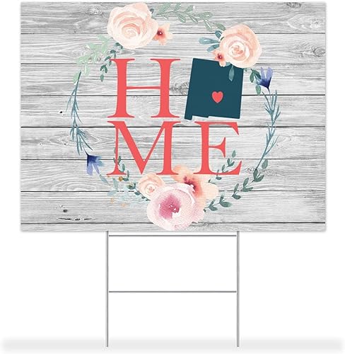 Miniatura 2 de Yard Sign New Mexico H Sign Wreath Home State Signs Heavy Duty Rust 2-Sided MADE IN USA 18x24 Inch Indoor Or Outdoor Use Xmas Pathway Walkway Lawn