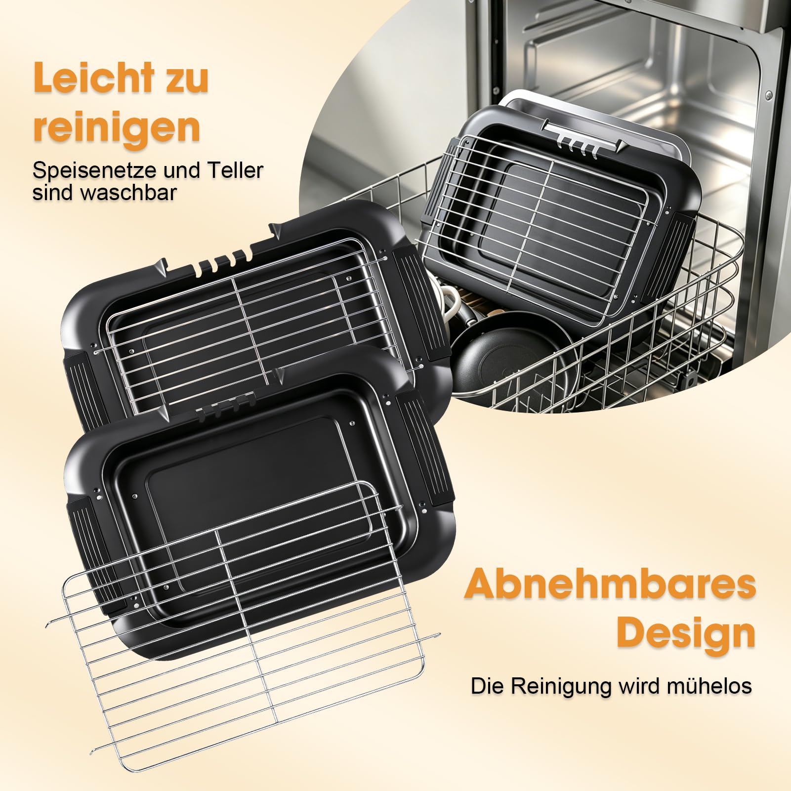 Tischgrill Elektrisch 2000 W,lektrogrill Antihaftbeschichtete Grillplatte, für Drinnen Draußen,mit 6 Temperaturstufen, Abnehmbarem Grillrost und Fettauffangschale für Grillpartys Camping,36 × 22 cm
