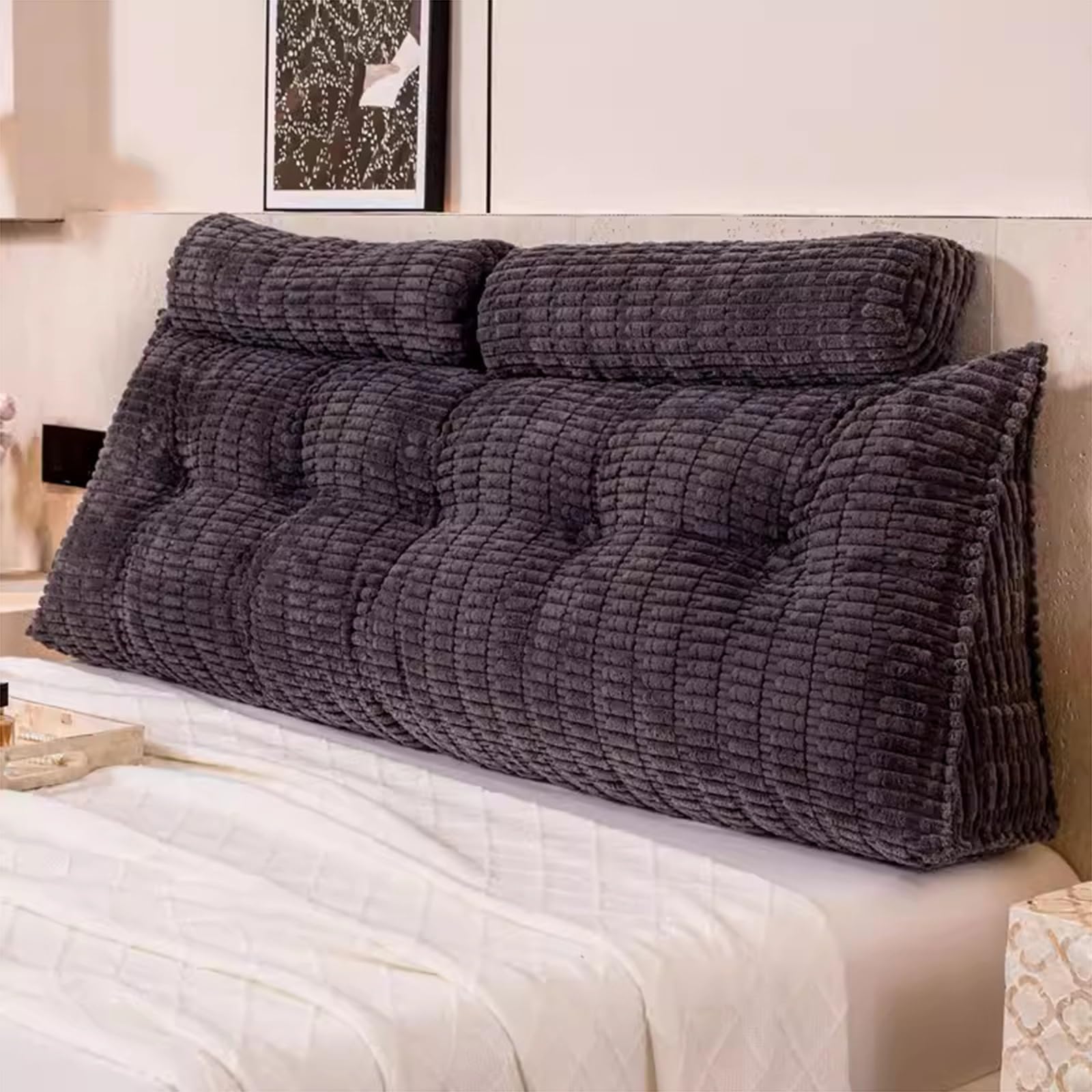 Almohada de cabecera para cama, almohada de apoyo para elevar las piernas con bolsillo para apoyo de espalda y lectura