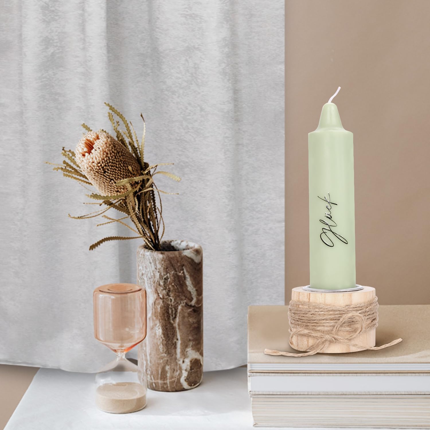 Nimm dir was du brauchst Kerzen, Geschenke für Freundin zum Geburtstag, Perfekte Kerzen Geschenkset mit Kerzenständer | Trockenblumen | Holzbox Holzverpackung, Geschenkidee für Schwester & Freundin