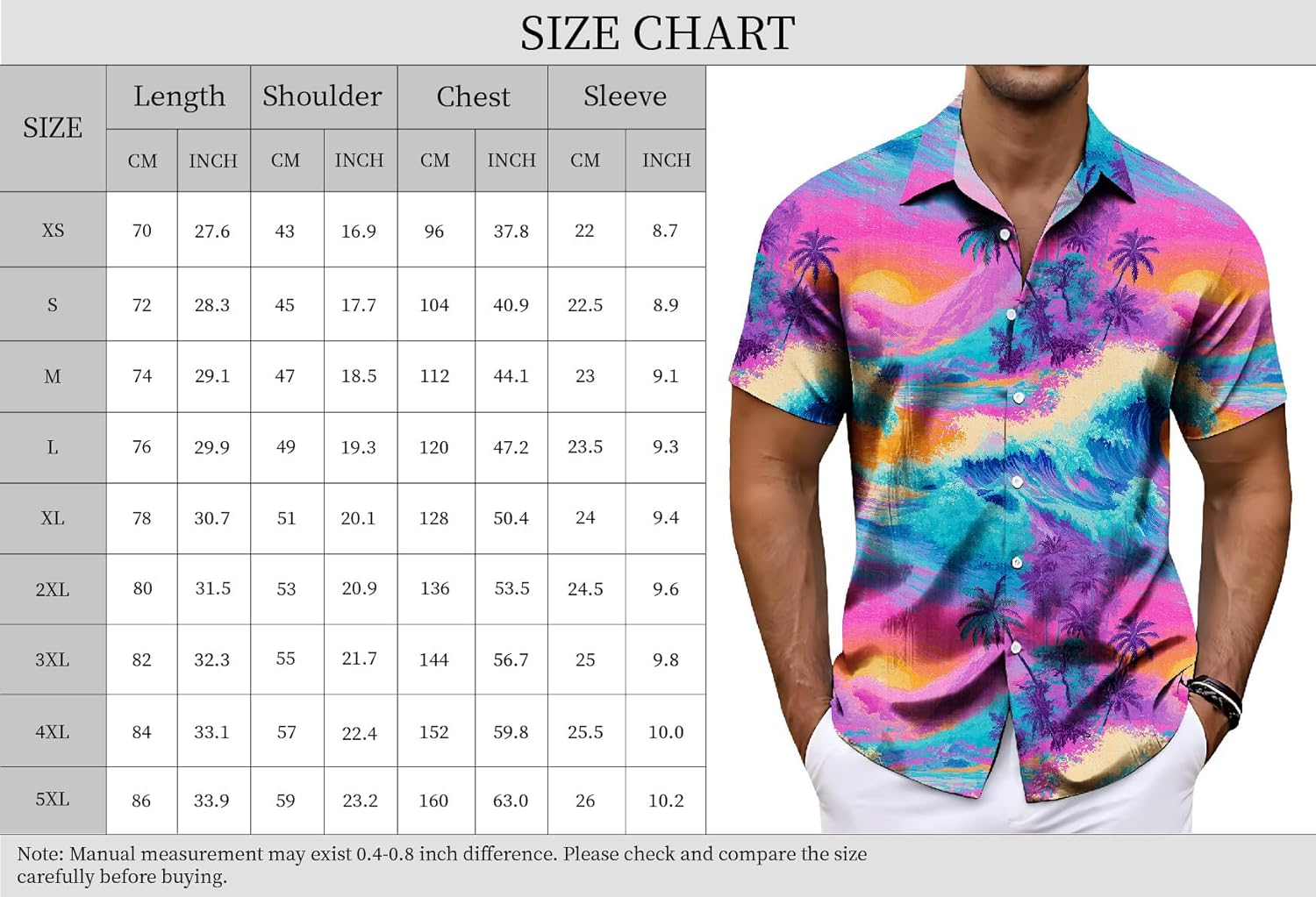 Men's Hawaiian Shirts Vintage Short Sleeve Button Down Beach Shirt Summer Tropical Floral Printed Tops - Image 3