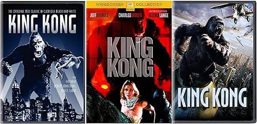 Miniatura 2 de King Kong - Juego de 3 DVD de King Kong de 1933 The Remake 1976 y Peter Jacksons King Kong 2005 incluye tarjeta de arte Kong brillante