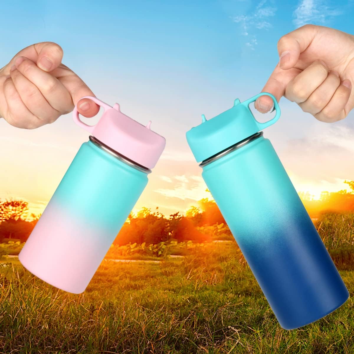 Straw Lid for 12 32 40 64 oz Wide Mouth Water Bottle, Lids Compatible with Hydro Flask Sports Water Bottle Lid Top Straw Cap-Dust Cover Design - Image 3