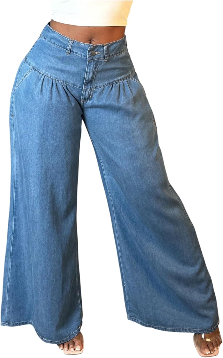 Women's Baggy Denim Pants High Waist Wide Leg Barrel Jeans Pleated Vintage with Practical Pockets 2025 Casual Full Fashion