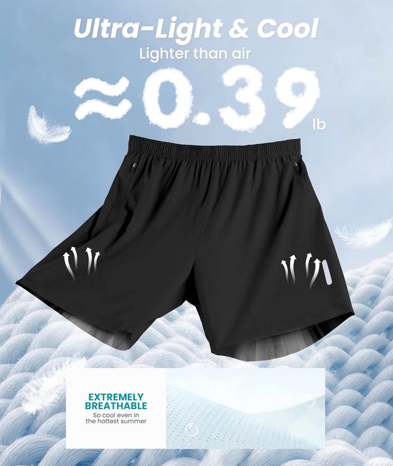 UUMIAER Mens Athletic Gym Shorts 7" Utra-Light Quick Dry Running Workout Basketball Shorts with Zipper Pockets Sports Tennis