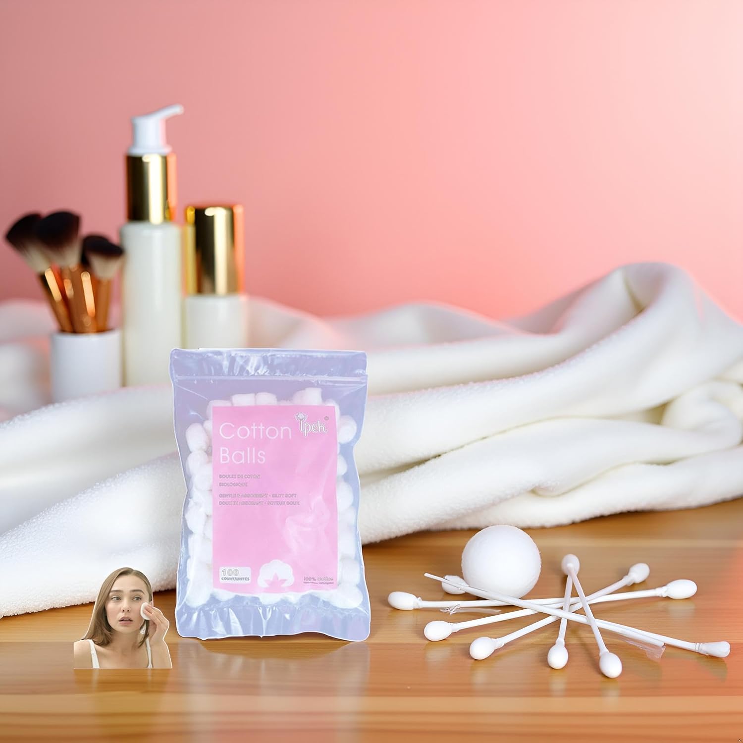 White Cotton Balls - Soft Cotton Wool | House Necessary Absorbent Delicate Lightweight Cotton Balls and Swabs for Sensitive Skin Household Needs Outdoor Traveling Everyday Use