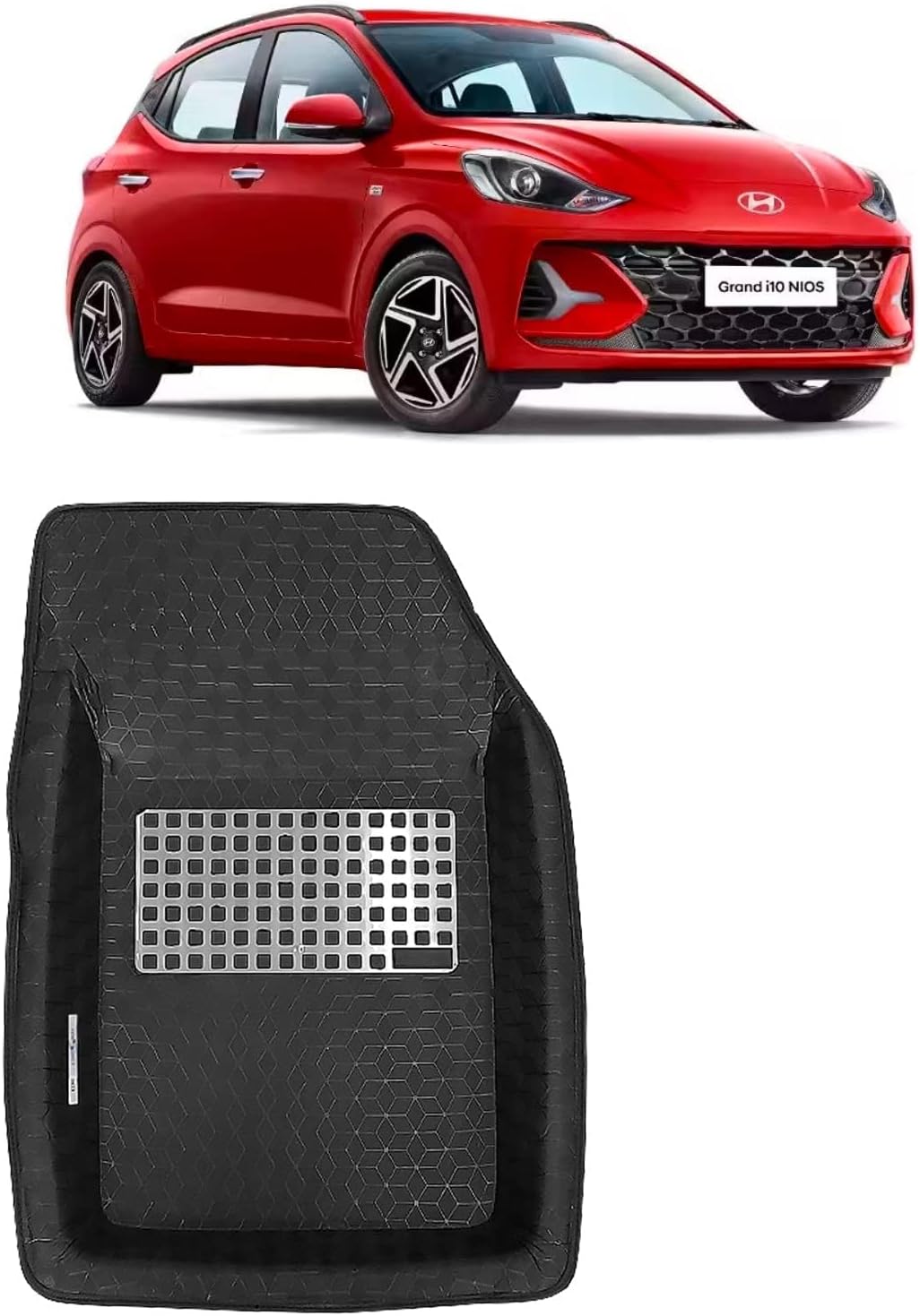 KOZDIKO Thermoplastic Elastomer Car Foot Mats for Hyundai I10 Set of