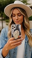 Vista 3 de Grips by CRYSTALFY Clear Quartz Druzy Raw with Openings Crystal Phone Grip Holder & Expanding Kickstand - Natural Gemstone Swappable Top Accessory