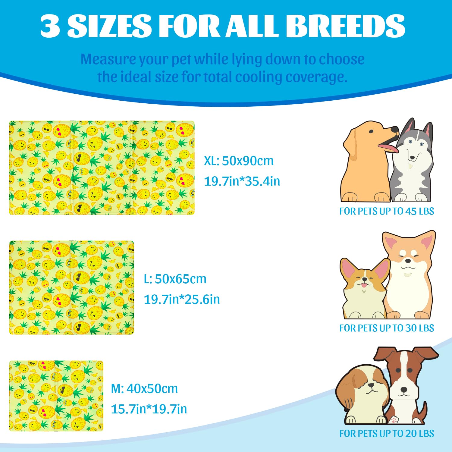 VReder Pet Cooling Mat, Durable Dog Cat Cooling Mats, Foldable Soft Non-Toxic Gel Self Pad for Summer Pet Cushion (Yellow, L: 50x65cm) - Image 2