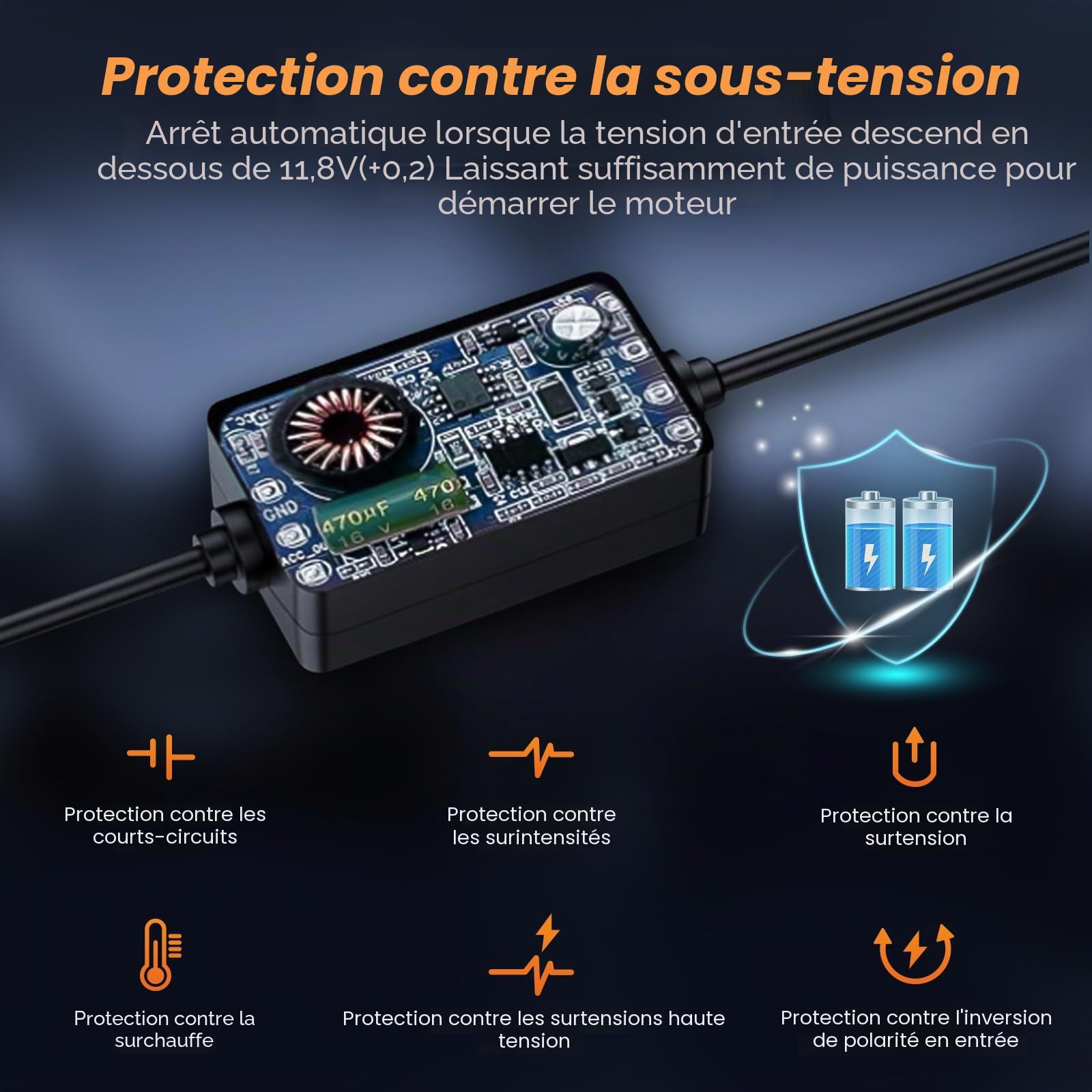 GKU Dashcam USB-C Kit de Câblage avec Double 4 Fusibles, AC 12 V-24 V à 5 V/2,5 A, 3 Mètres, Surveillance de Stationnement 24 Heures, Protection Basse Tension, Hardwire Kit para Dash Cams