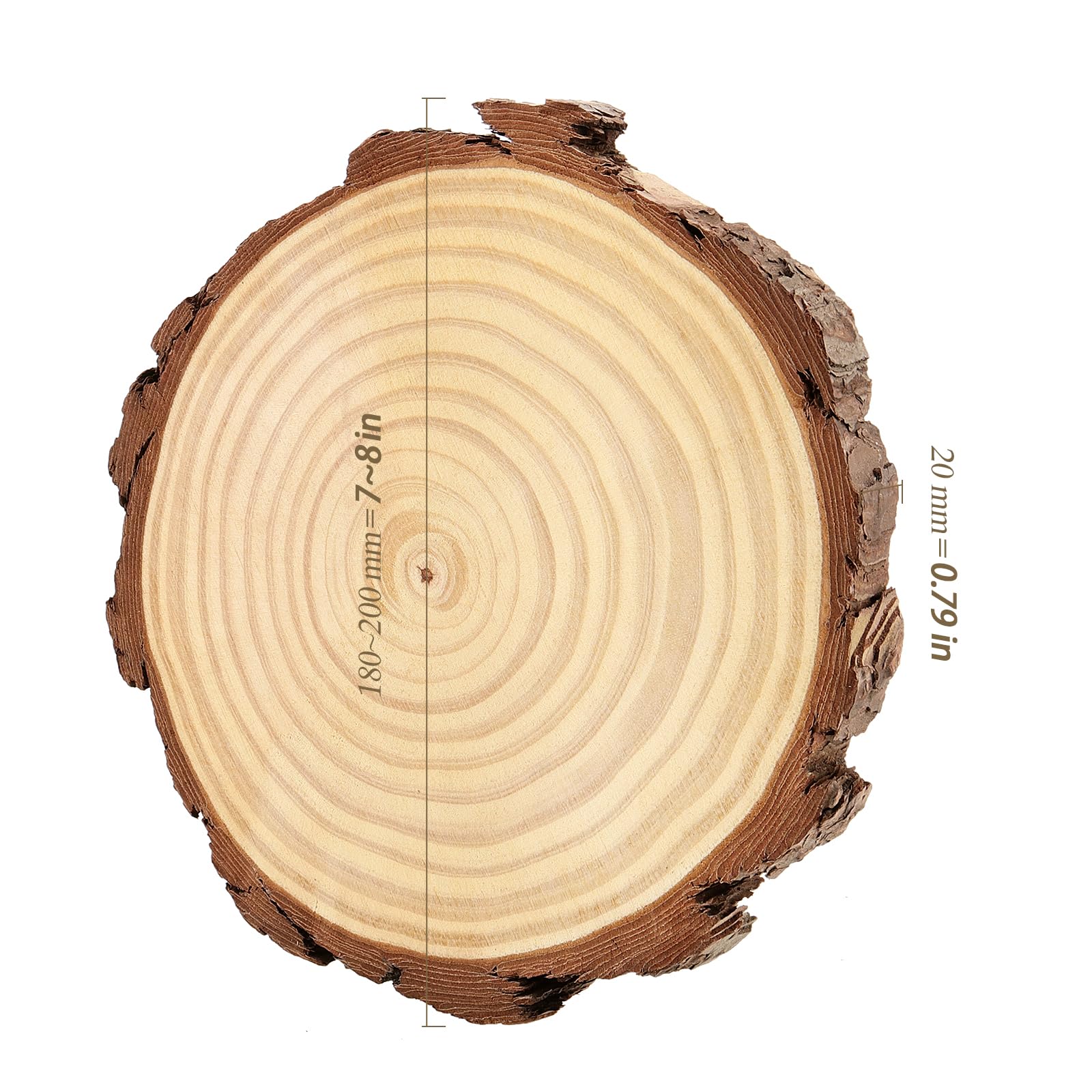 CHEUKYIU 3 Pieces 18-20 cm Unfinished Wooden Circles Natural Wood Discs Round Natural Wood Tree Discs Craft Wooden Discs for Arts and Crafts Christmas Ornaments DIY Wedding Crafts - Image 2