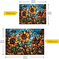Vista 5 de Rompecabezas de girasol de estilo retro, material compuesto de madera de papel Zcon bolsa de almacenamiento e imagen de referencia fácil de resolver