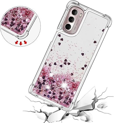 Miniatura 4 de CAIYUNL Funda para Moto G Stylus 5G 2022 con protector de pantalla, para mujeres y niñas con purpurina líquida flotante linda funda de TPU suave a