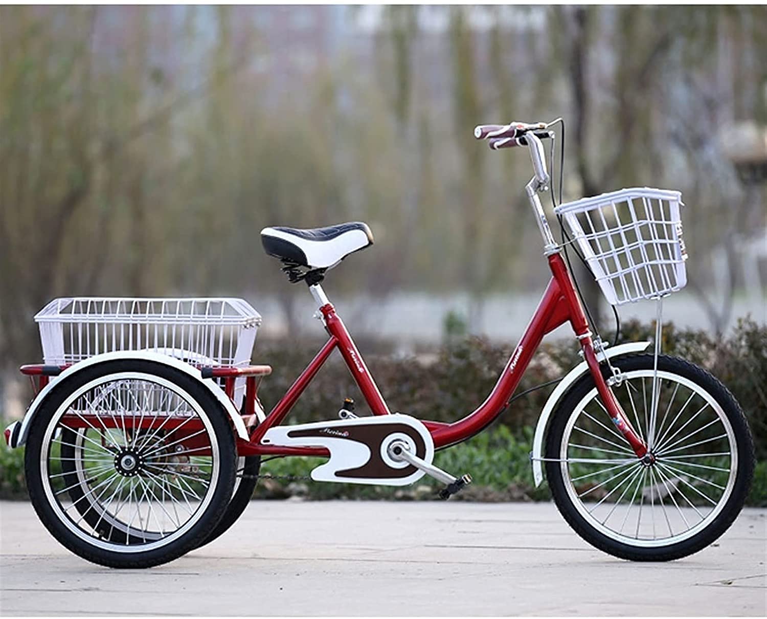 GRDDBZA Adult Tricycle - 3 Wheel Bikes for Adults Shopping Adult Tricycles Single Speed Three Wheel Trike Pedal Bike 20 Inch 3 Wheel Bicycles with Cargo Basket for Seniors Women Men, FPYY2024040817