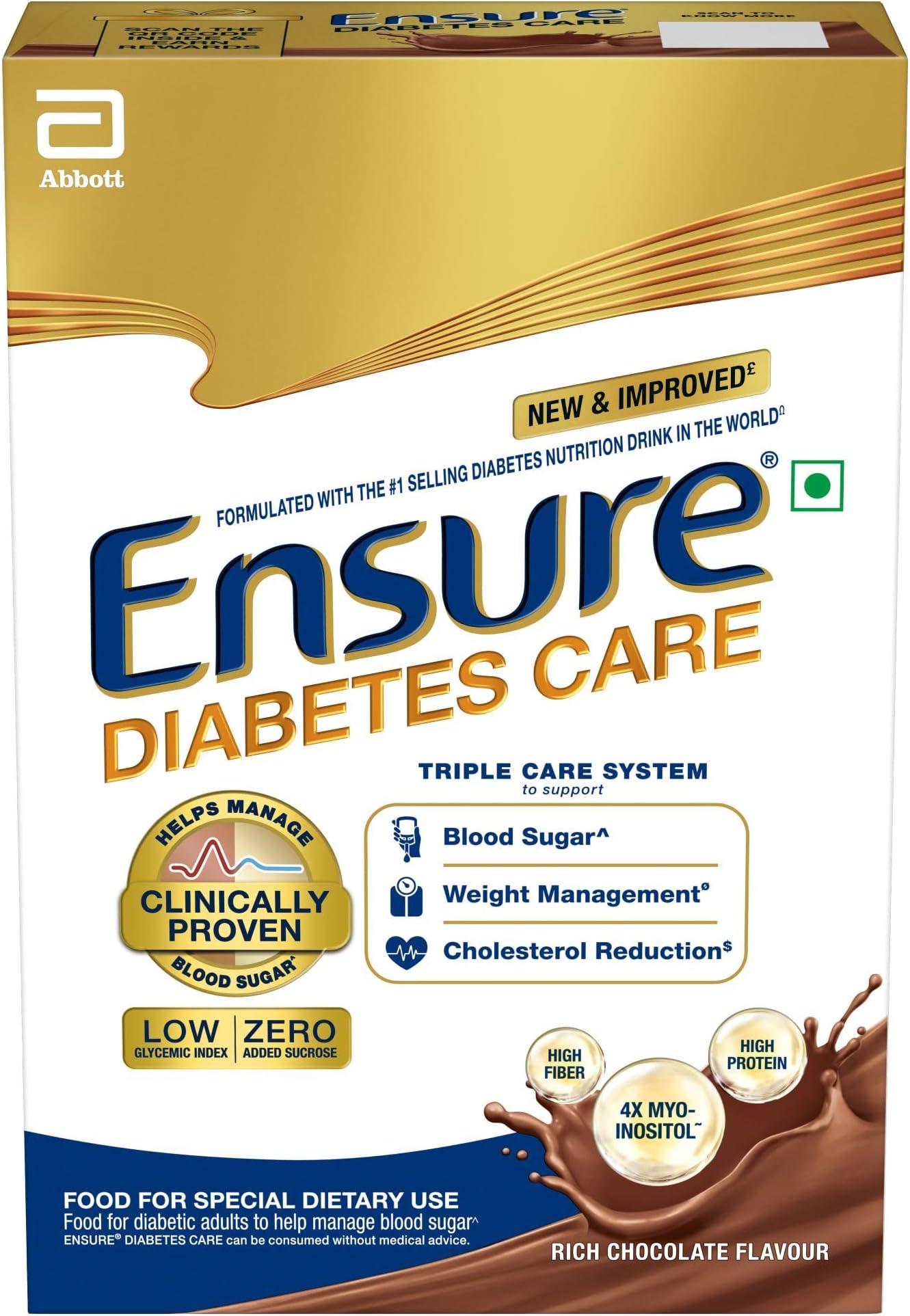 High Protein, High Fibre & 4X Myo-Inositol | Support Blood Sugar, Weight Management, Cholesterol Reduction, 375gm (Chocolate) | Zero Added Sucrose