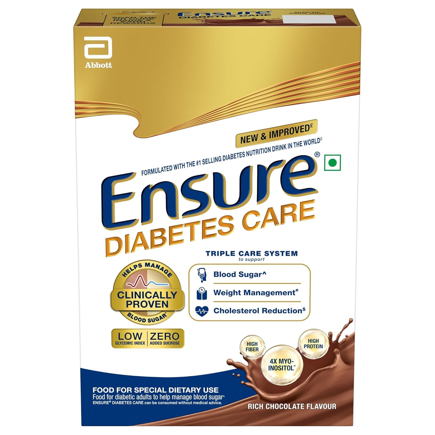 Ensure Diabetes Care- Nutrition to Help Control Blood Sugar Levels- 400 gm Box (Chocolate Flavour), Yellow