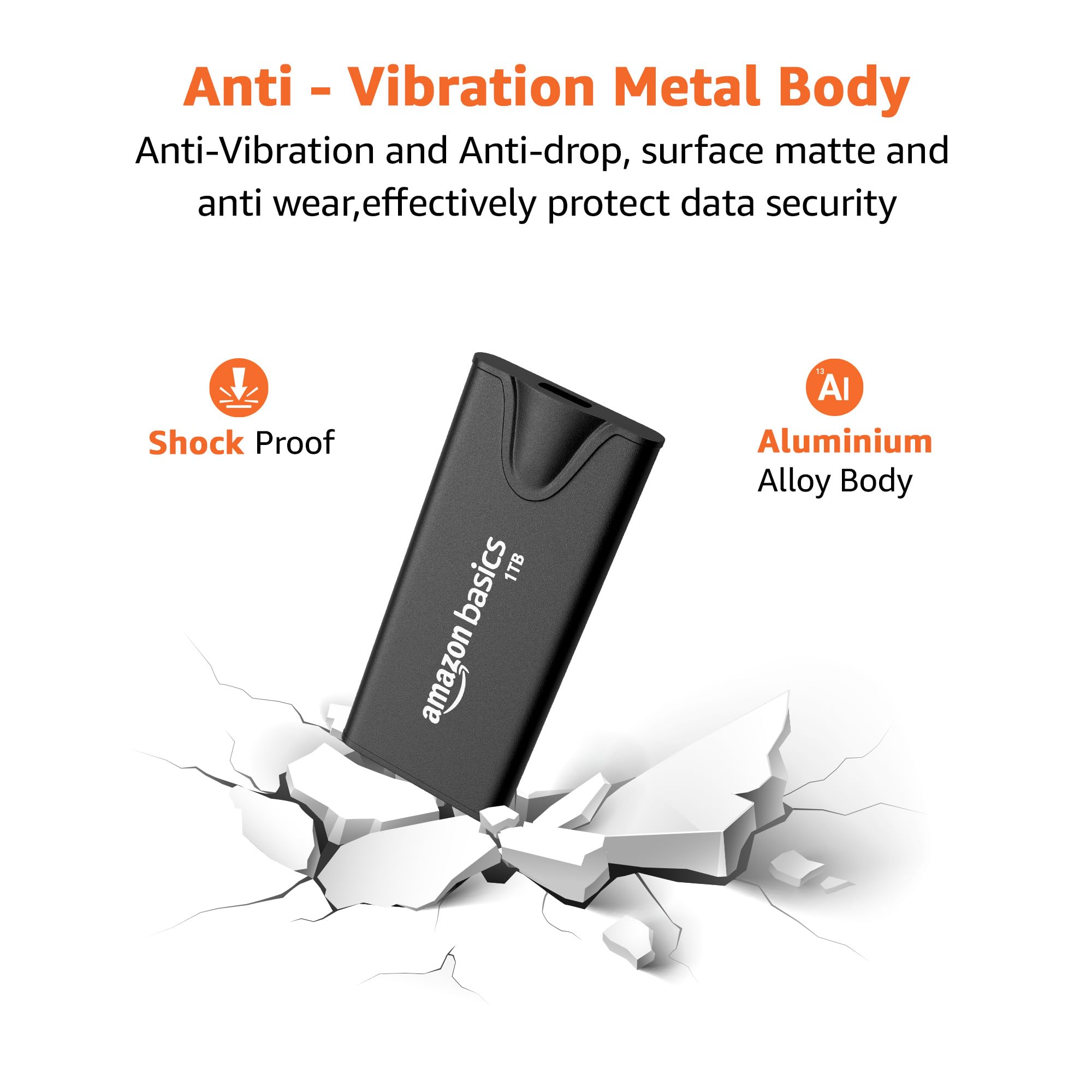 amazon basics Portable SSD 1 TB | Speed up to 2000 MB/s | USB-C