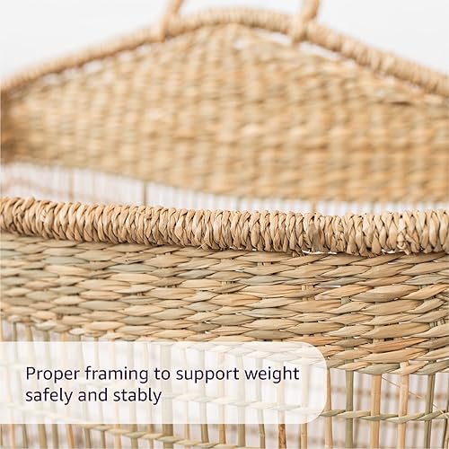 Miniatura 2 de LiLaCraft Juego de 2 cestas flexibles de hierba marina, cesta de almacenamiento tejida natural, cestas de mimbre para lavandería, cestas de hierba