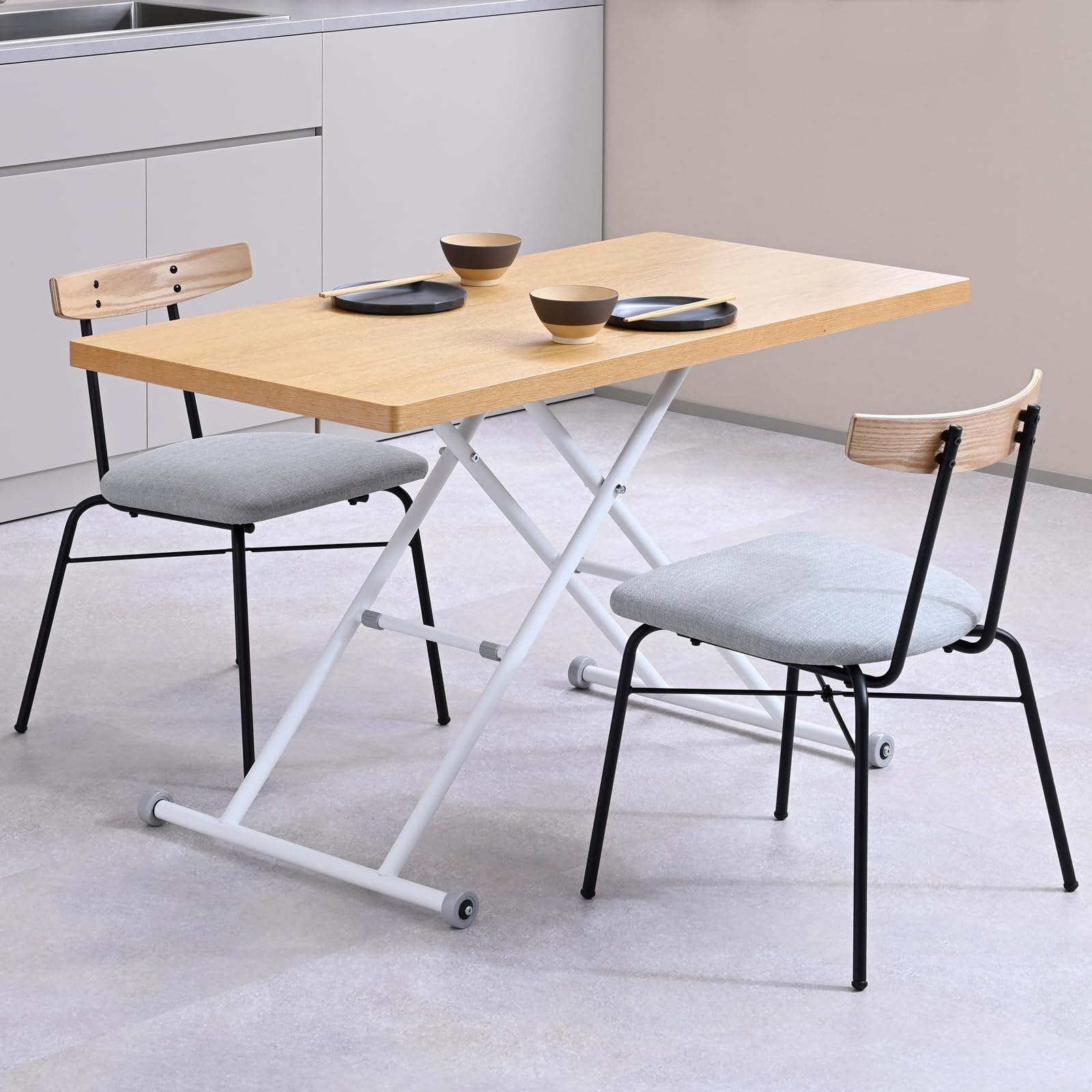 Amazon.co.jp: 山善(YAMAZEN) 昇降式テーブル スムーズ昇降 無段階高さ