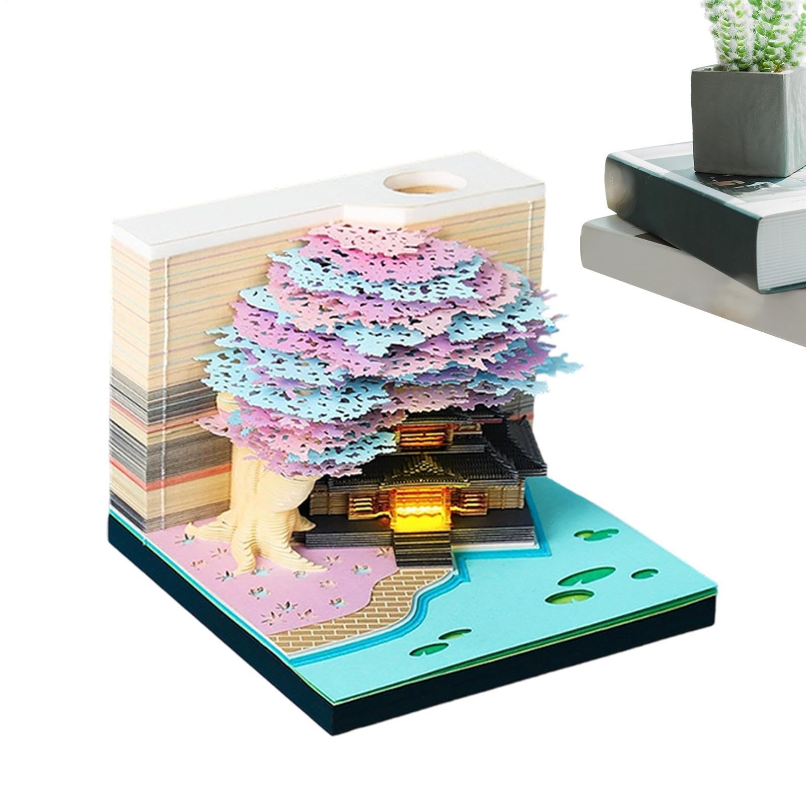 3D-Notizblock Desktop 3D-Schnitzerei LED-Zeitmesser Memoblock 2027 | Büro Schreibtisch Papier Kalender Für Büro, Schule, Zuhause, Wohnheim, Wohnung, Schlafzimmer, Wohnzimmer und Bücherregal