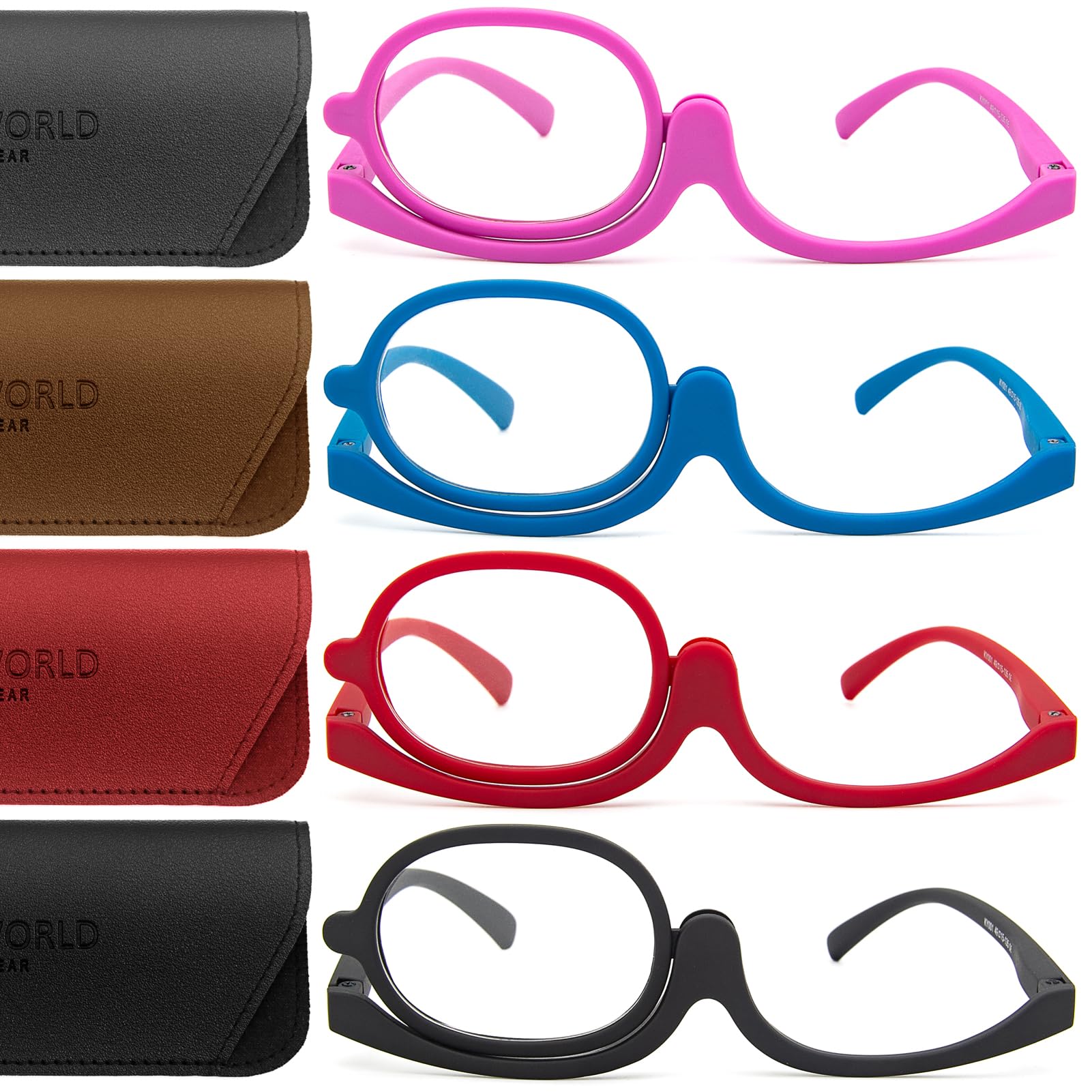 4 Pack Women's Makeup Reading Glasses: Magnifying Flip Down, Spring Leg Eyeglasses,Monocle for Eye,Readers