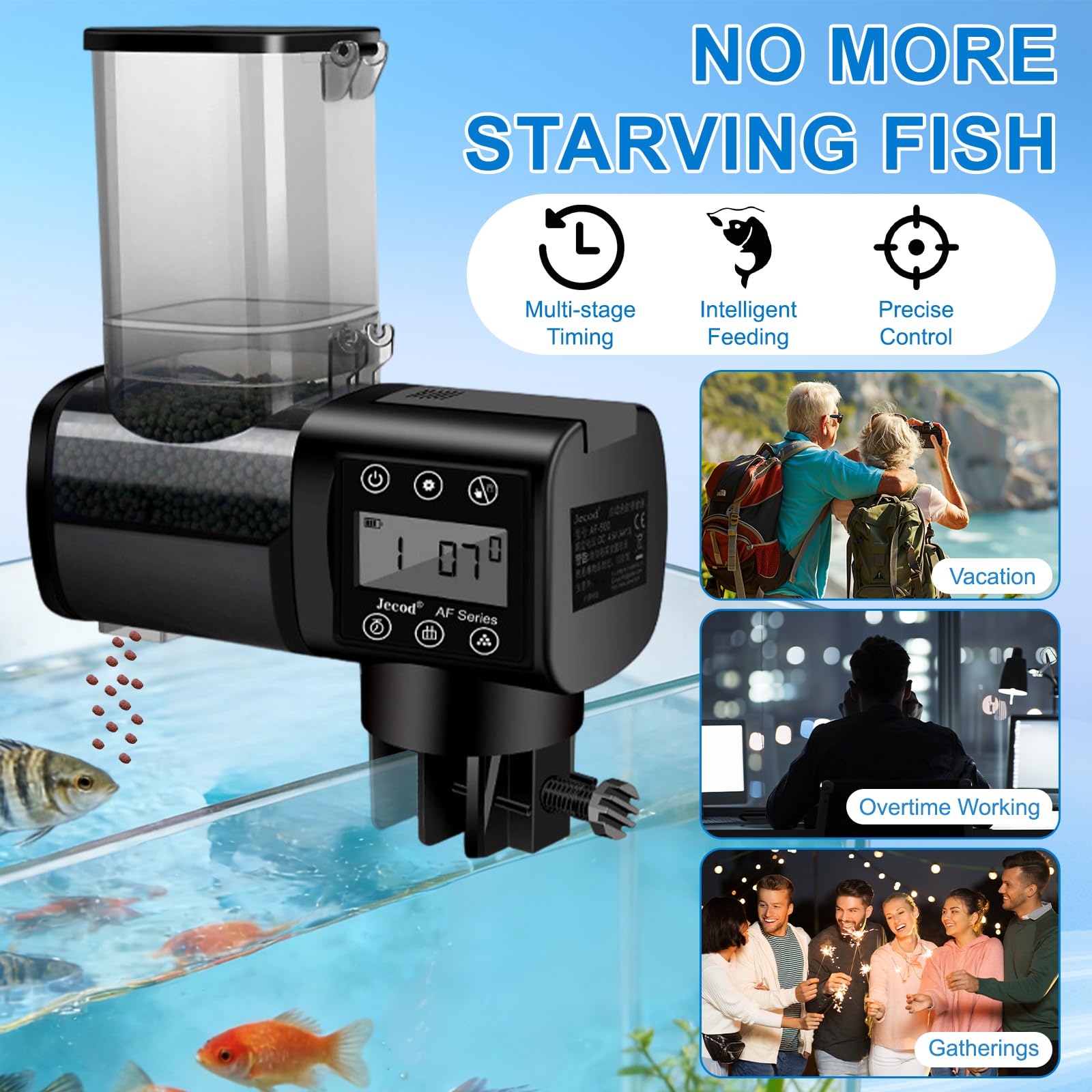Mangiatoia Automatica per Acquario Distributore di Cibo Alimentatore per Pesci e Tartarughe
