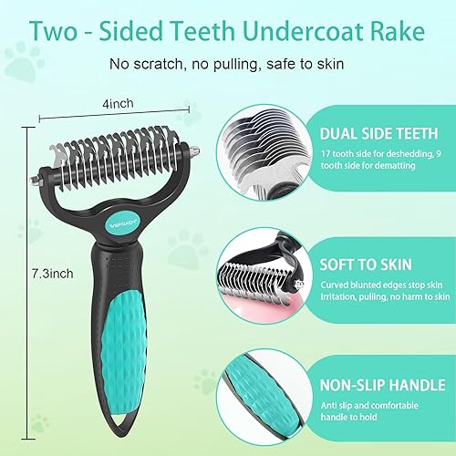 Miniatura 4 de Kit de cepillos para perros para aseo de perros y gatos de pelo corto y largo, juego de aseo de mascotas 5 en 1 para animales pequeños, 5 piezas de