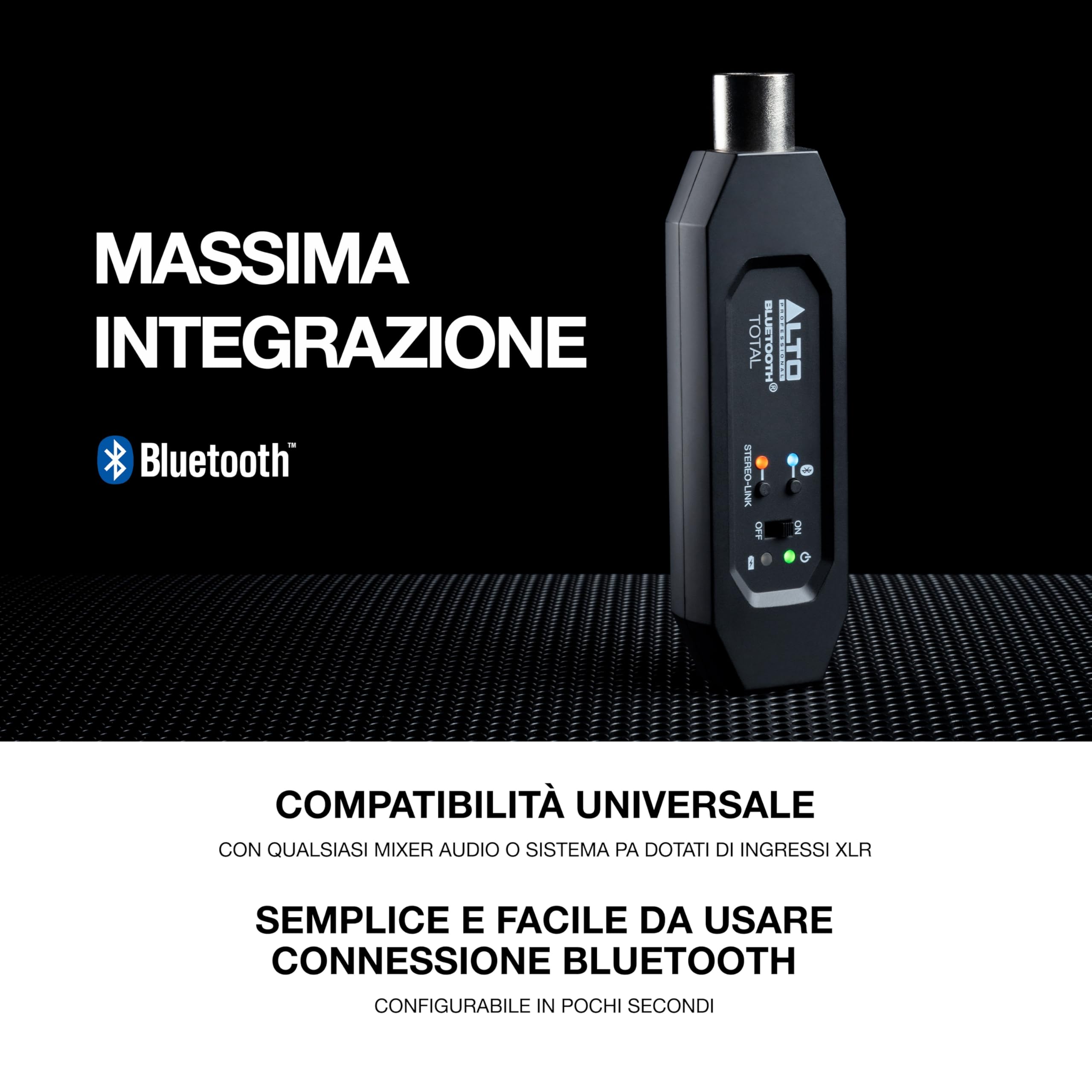 ALTO Bluetooth Total 2 - Ricevitore Stereo Bluetooth Ricaricabile Con Presa XLR per Mixer, Sistemi Audio e PA Attivi