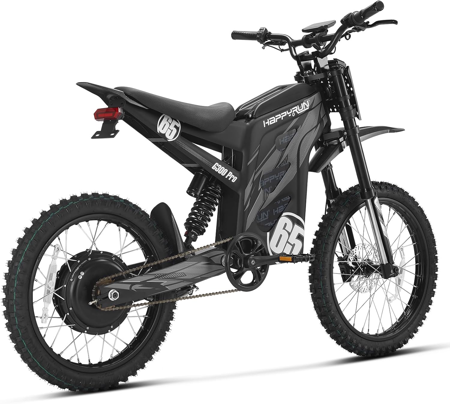 HAPPYRUN G300 Pro Electric Dirt Bike for Adults, 6500W Motor - 45° Slope, 50 MPH and 60-Mile Range 72V/30Ah Removable Battery, Hydraulic Brakes & Full Suspension Electric Motorcycle