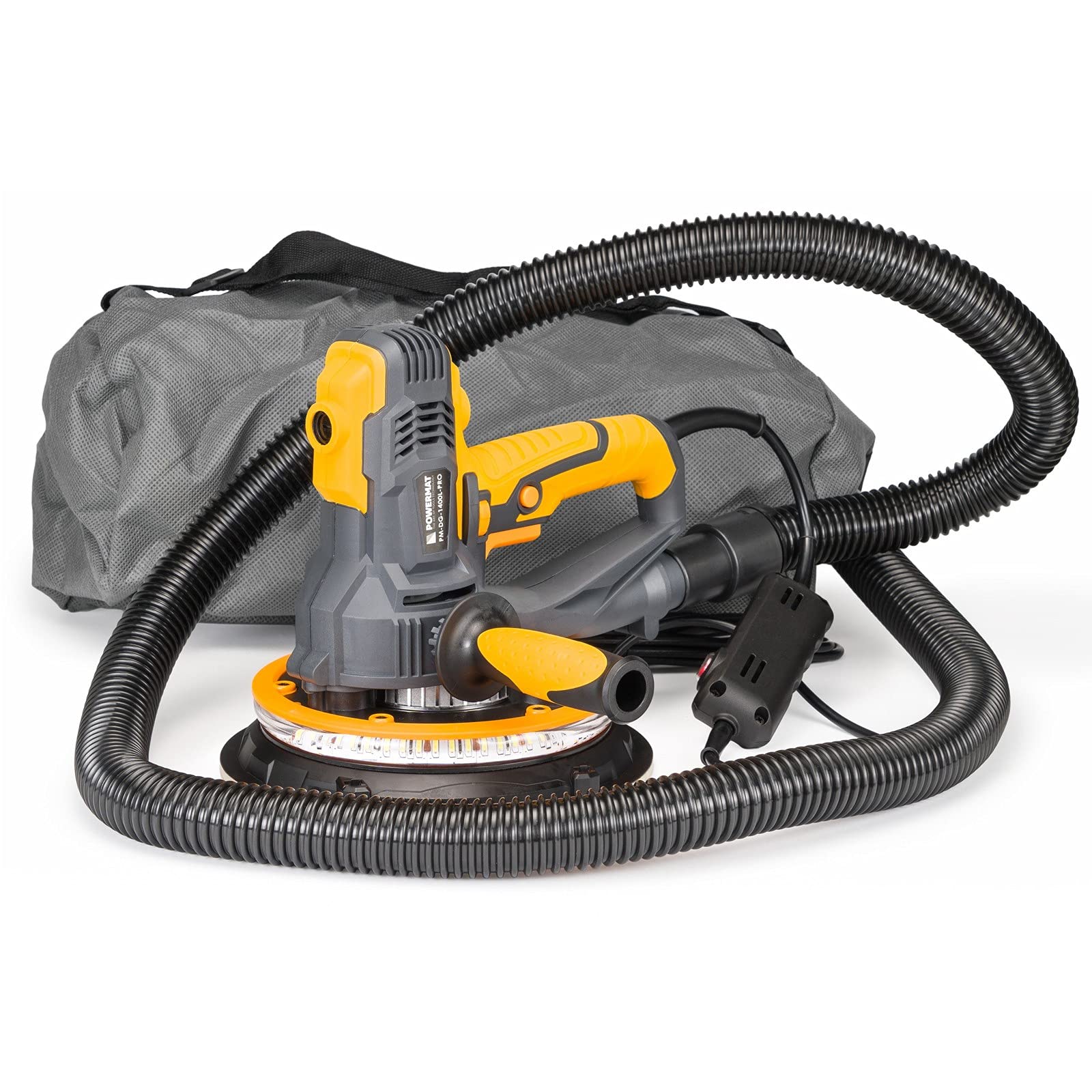 Lijadora de yeso de mano 1400 W LED 360° bolsa y 12 discos de lijado, Lijadora de pared, Herramientas eléctricas