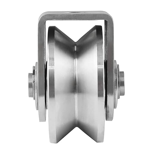 Miniatura 15 de Bloque de polea tipo U 304 Rodillo de polea de acero inoxidable Rodamiento dúplex súper silencioso desmontable rotación de 360 grados Rueda ranurada