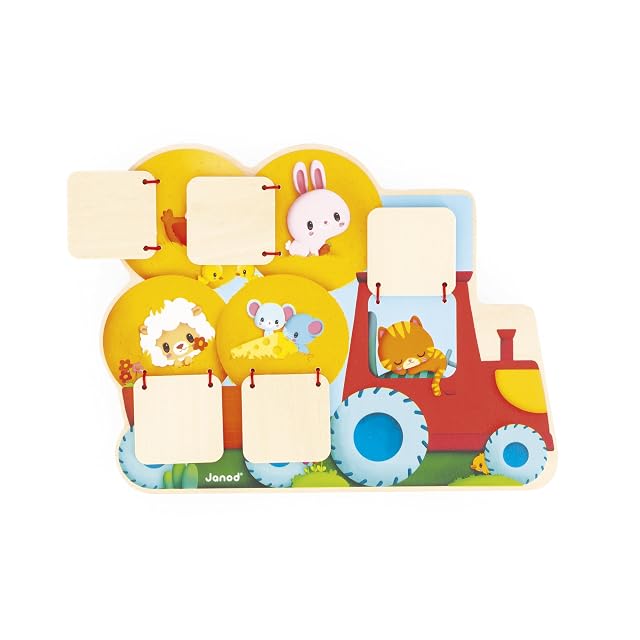 Foto 4 de 7 de Janod Puzzle de Madera Tractor Escondite - 5 Puertas para Abrir - Desarrolla la motricidad Fina