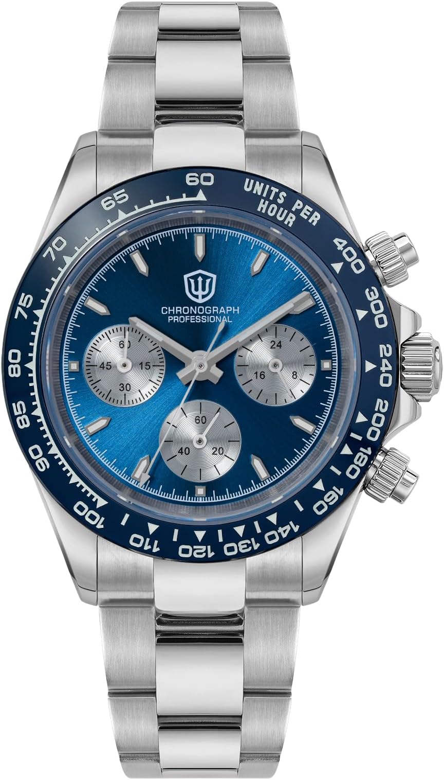 Quartz Chronograph Watches, WD16500 Men Wristwatch Japan VK63 Movement 39mm Sapphire Crystal Wristwatch 100M Waterproof Sport Watch