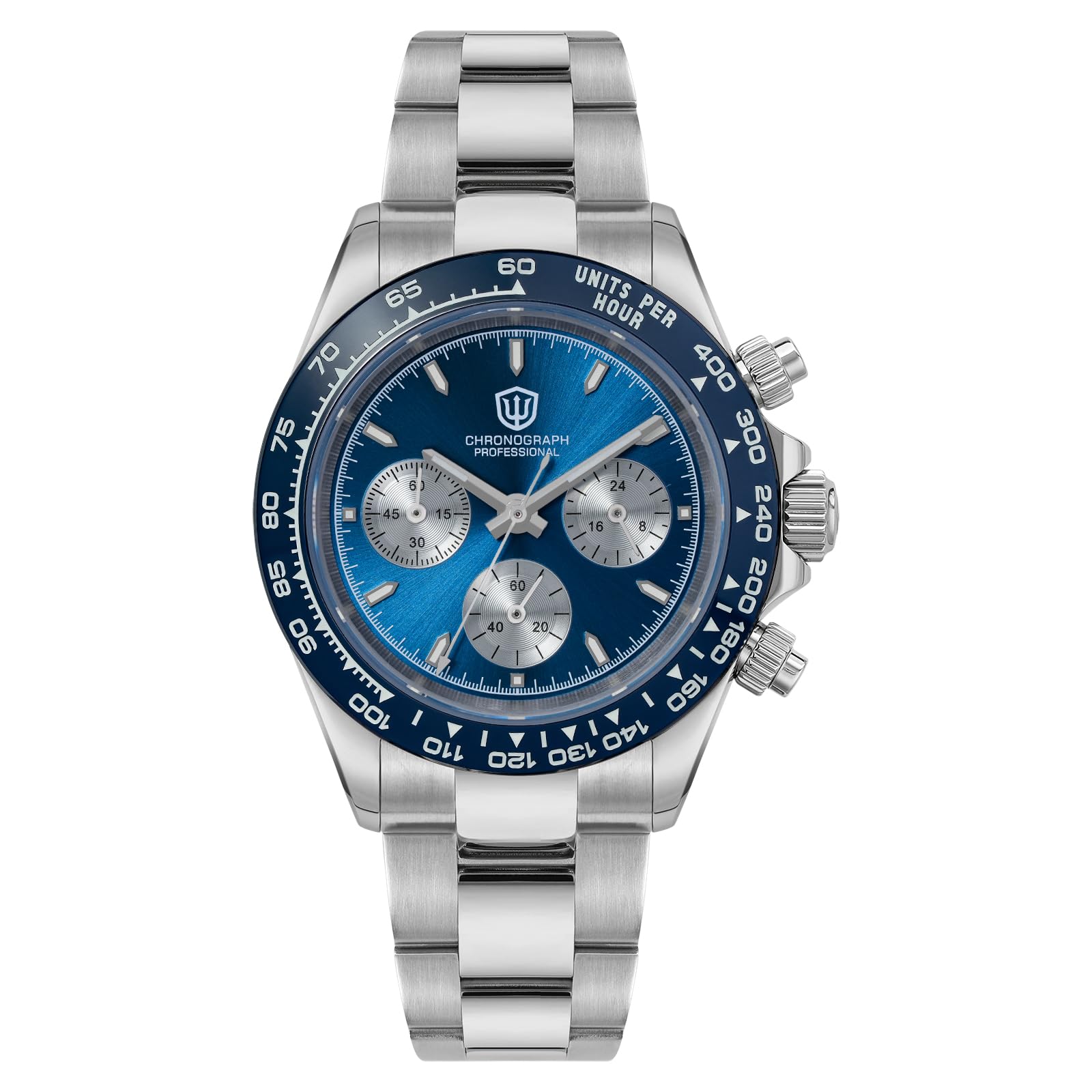 Quartz Chronograph Watches, WD16500 Men Wristwatch Japan VK63 Movement 39mm Sapphire Crystal Wristwatch 100M Waterproof Sport Watch