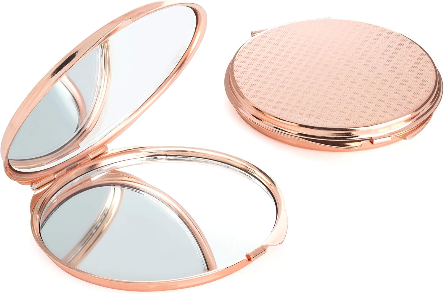 Shiny Rose Gold Round Hinge Plain Compact Mirrors Amazon.co.uk DIY