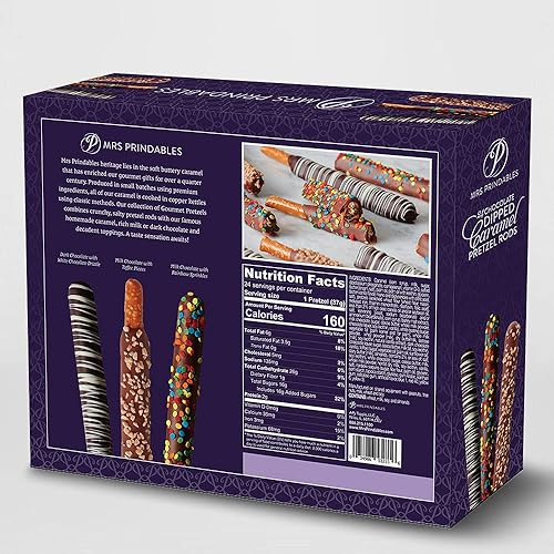 Miniatura 3 de Mrs Prindables - 24 varillas de pretzel de caramelo bañadas en chocolate