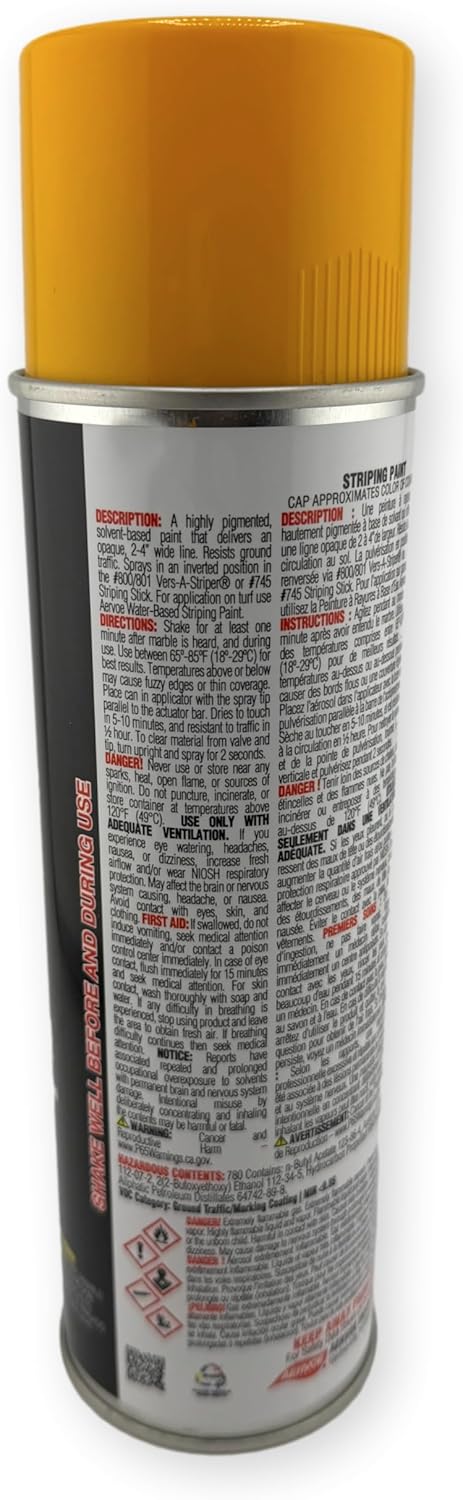 Aervoe 720 18 oz. Yellow Traffic Striping Paint (Solvent-Based) 12-pack